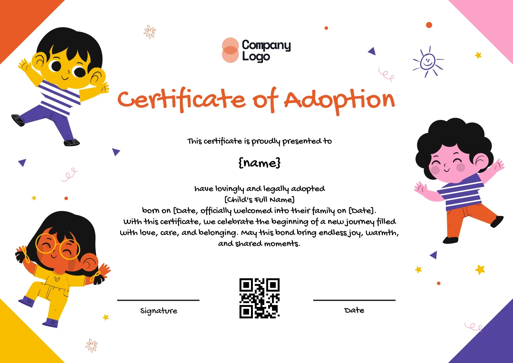 Radiant Adoption Celebration Certificate Template
