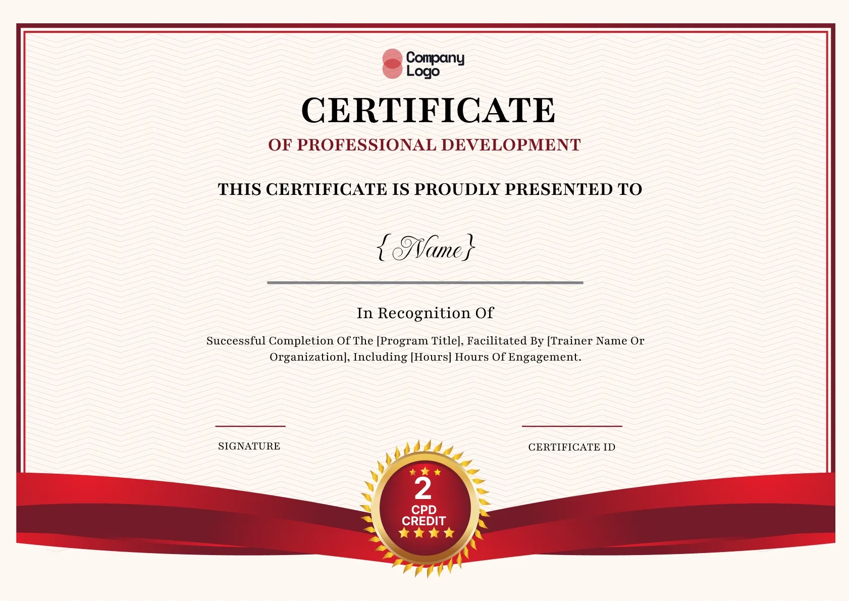 Refined Professional Development Certificate Template