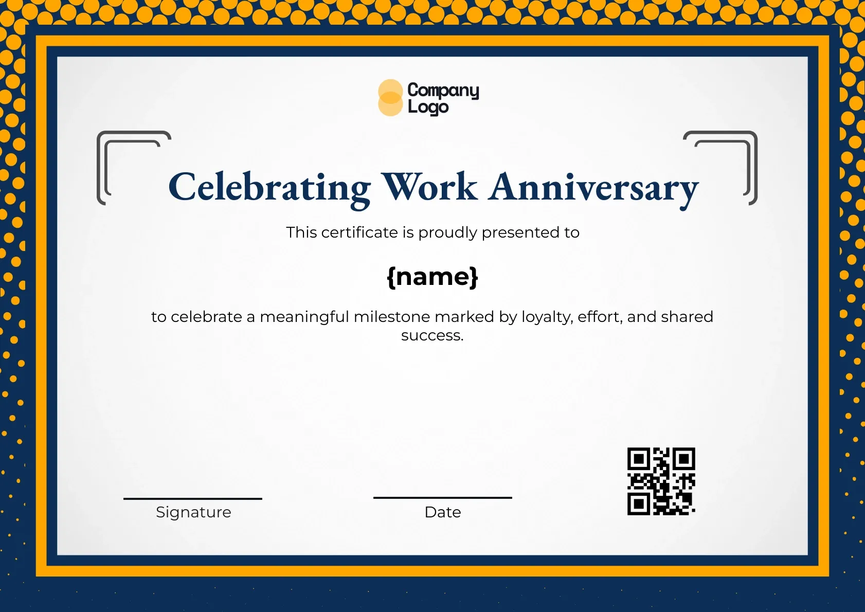 Refined Years of Service Achievement Certificate