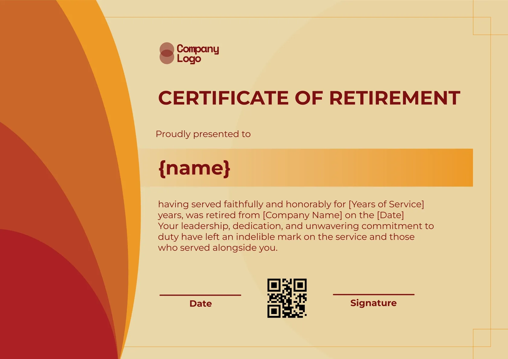 Remarkable Career Retirement Certificate Template