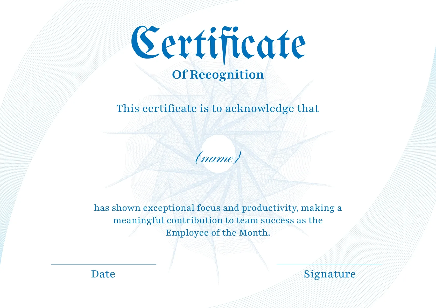 Right and formal best employee recognition certificate template