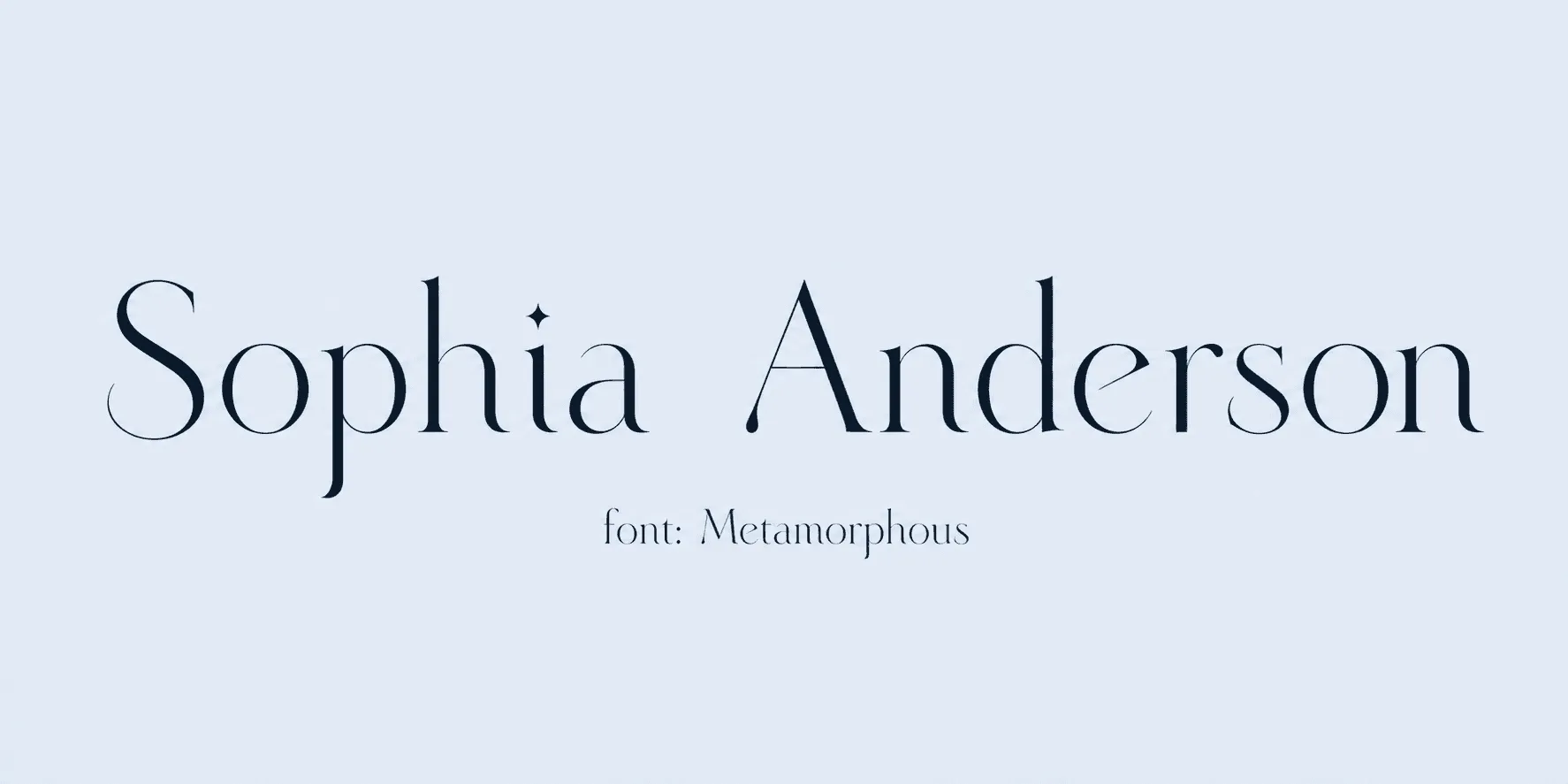 Sample name signed in a cursive signature font on a light background, with the font name labeled below.