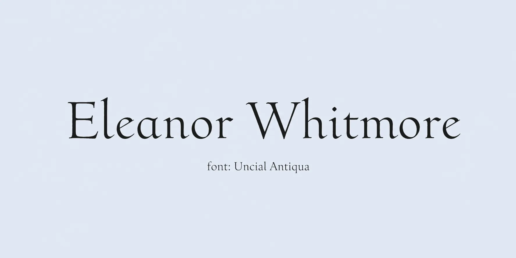 Sample name signed in a cursive signature font on a light background, with the font name labeled below.