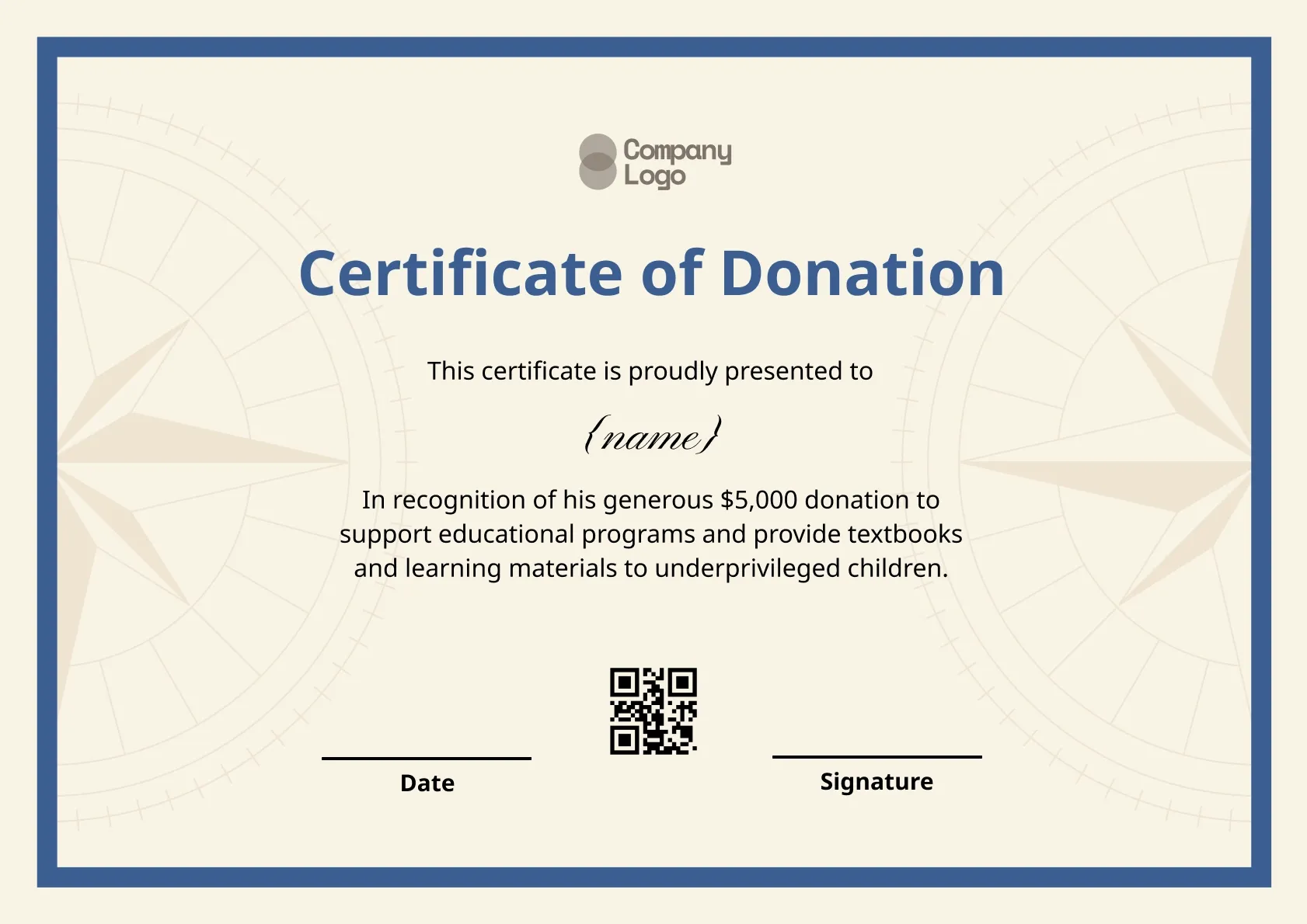 Significant Donation Certificate Template