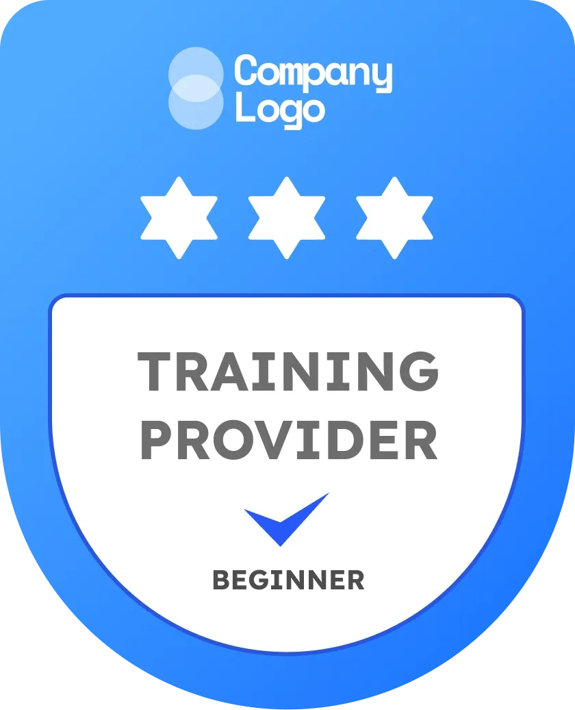 Simple and bright blue completion badge template