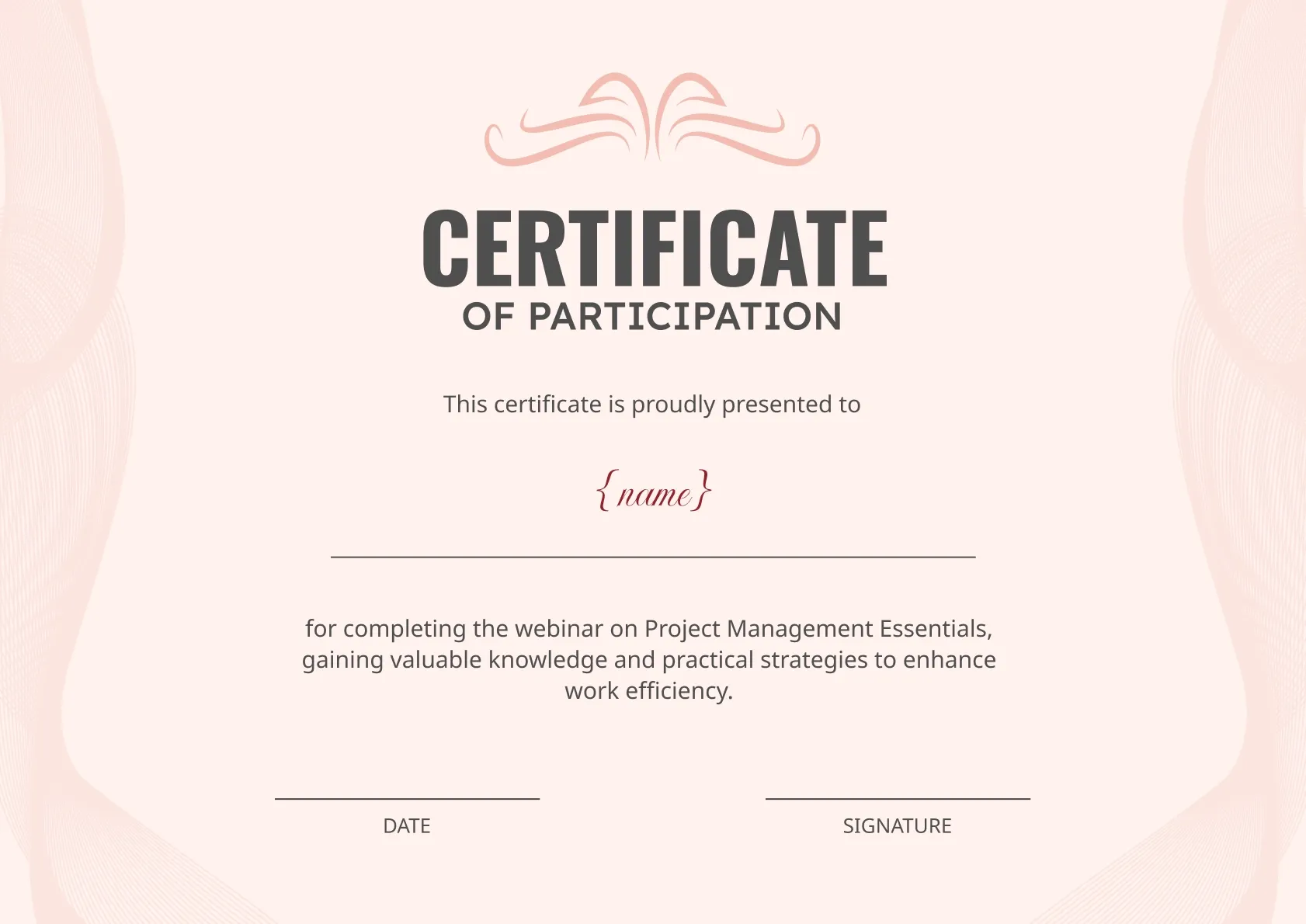 Simple and calm webinar completion certificate template