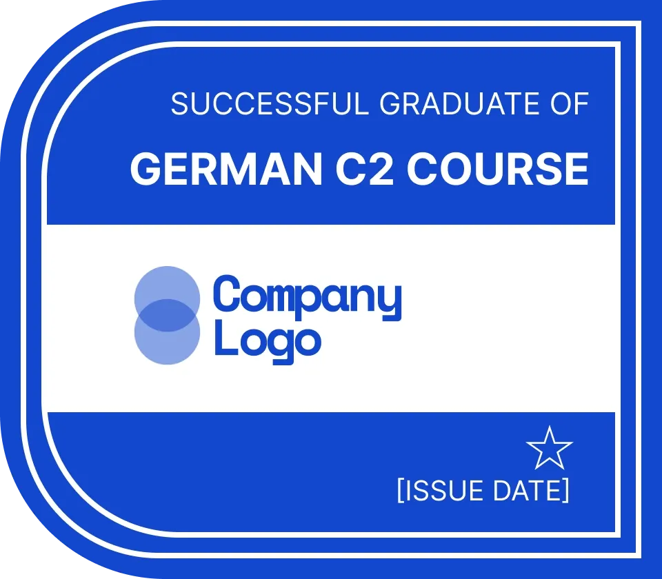 Simple and cohesive blue course completion badge template