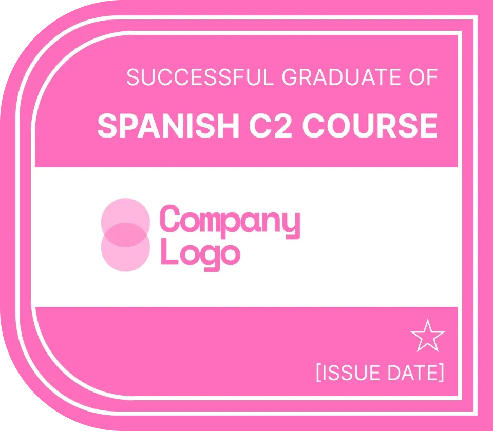 Simple and cohesive pink course completion badge template