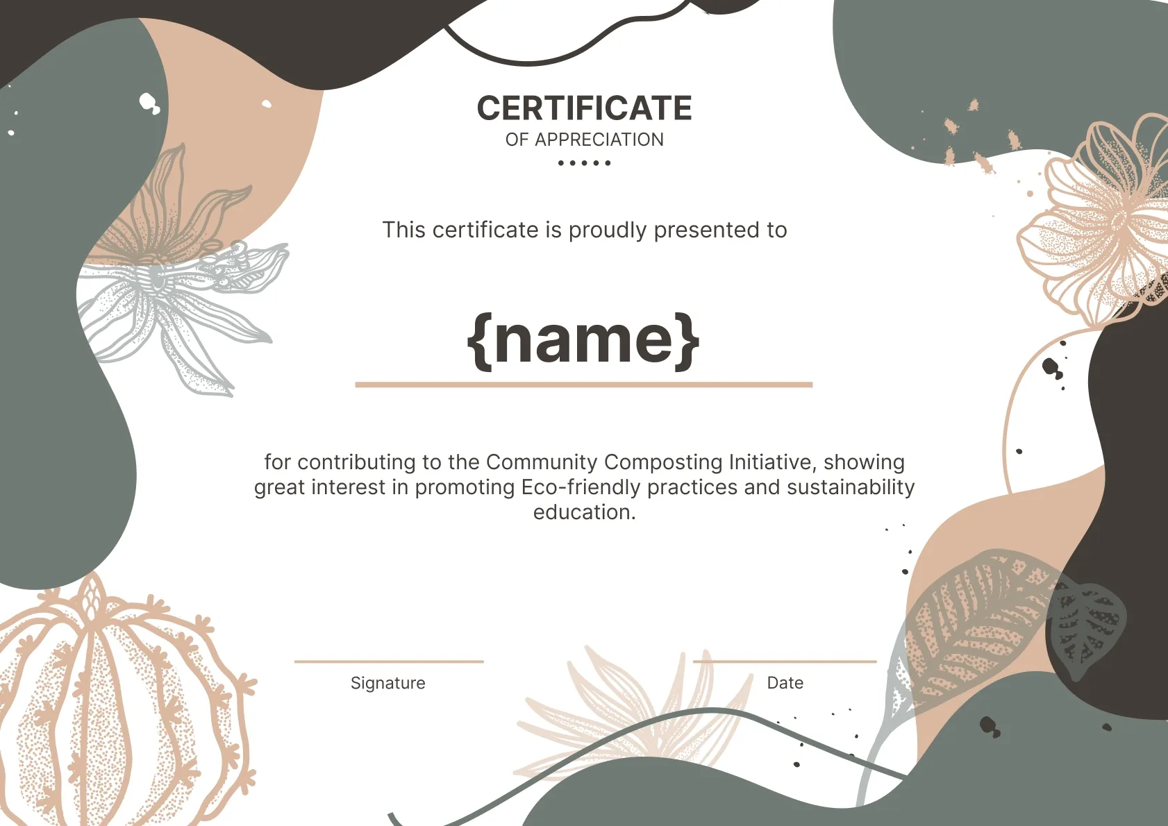 Simple and earthy volunteer certificate template