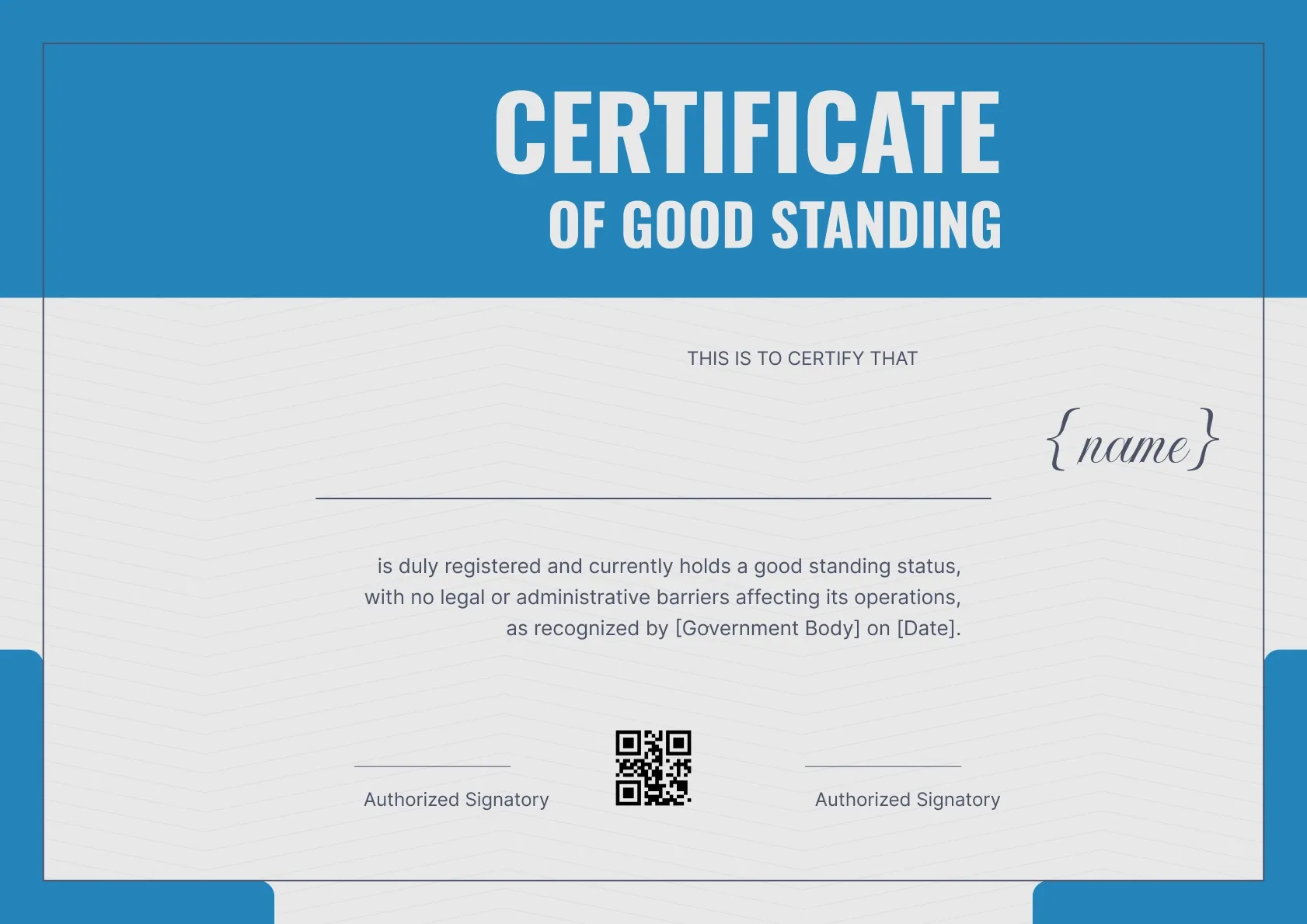 Simple and Elegant Certificate of Good Standing