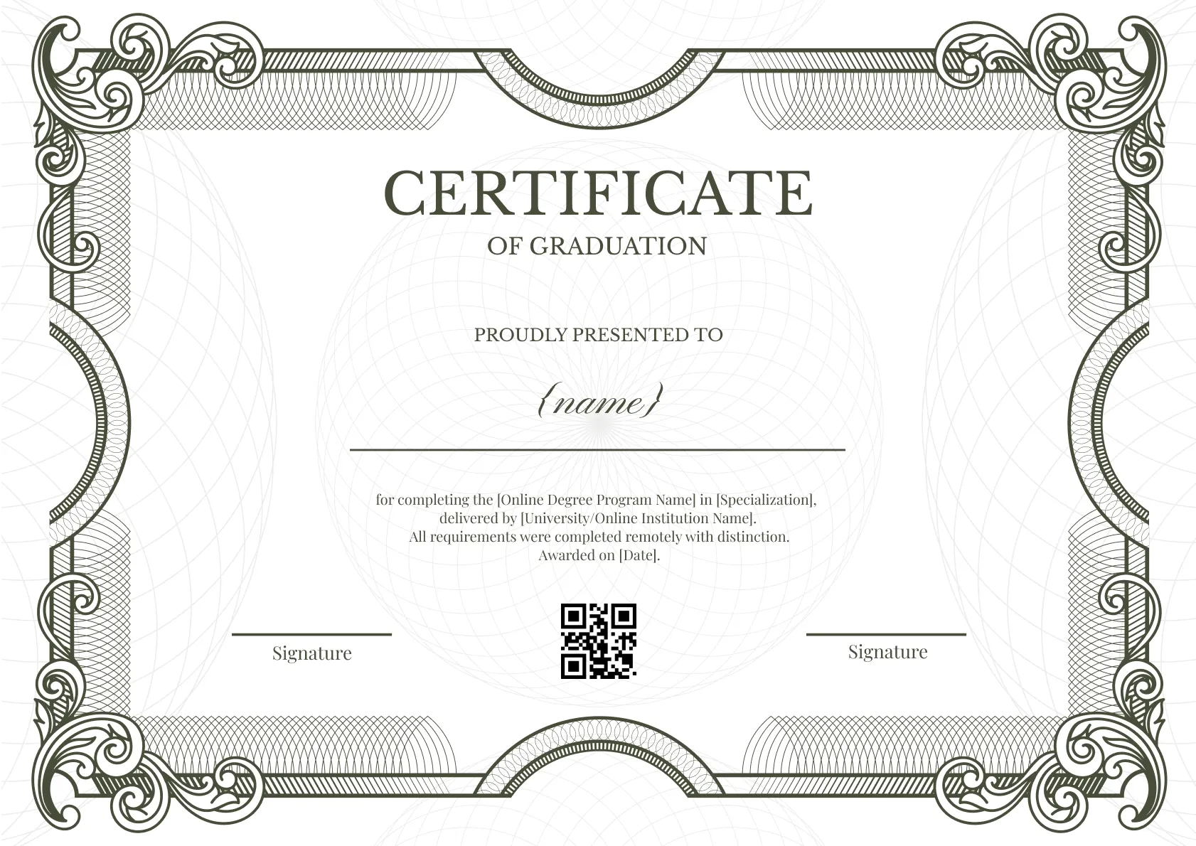 Simple and Elegant Certificate of Graduation Template