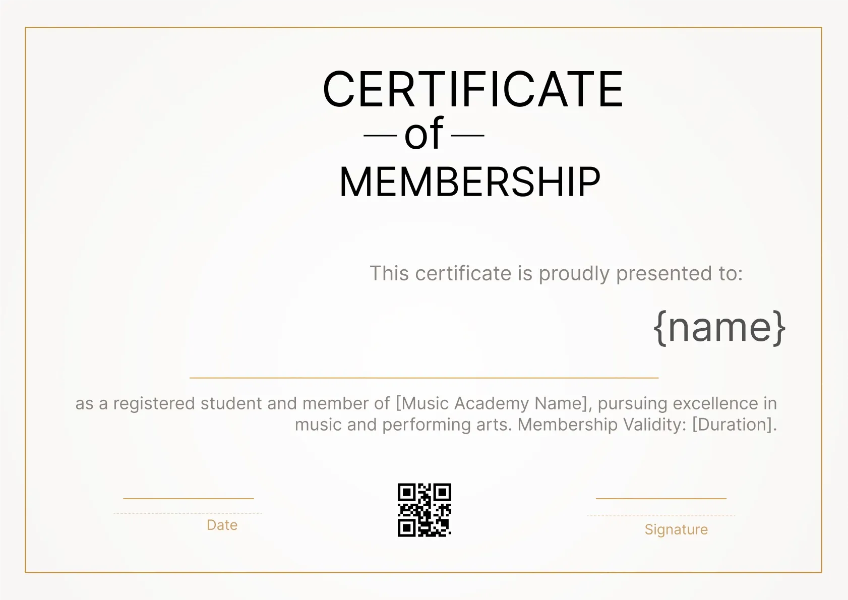Simple and Formal Certificate of Membership Template