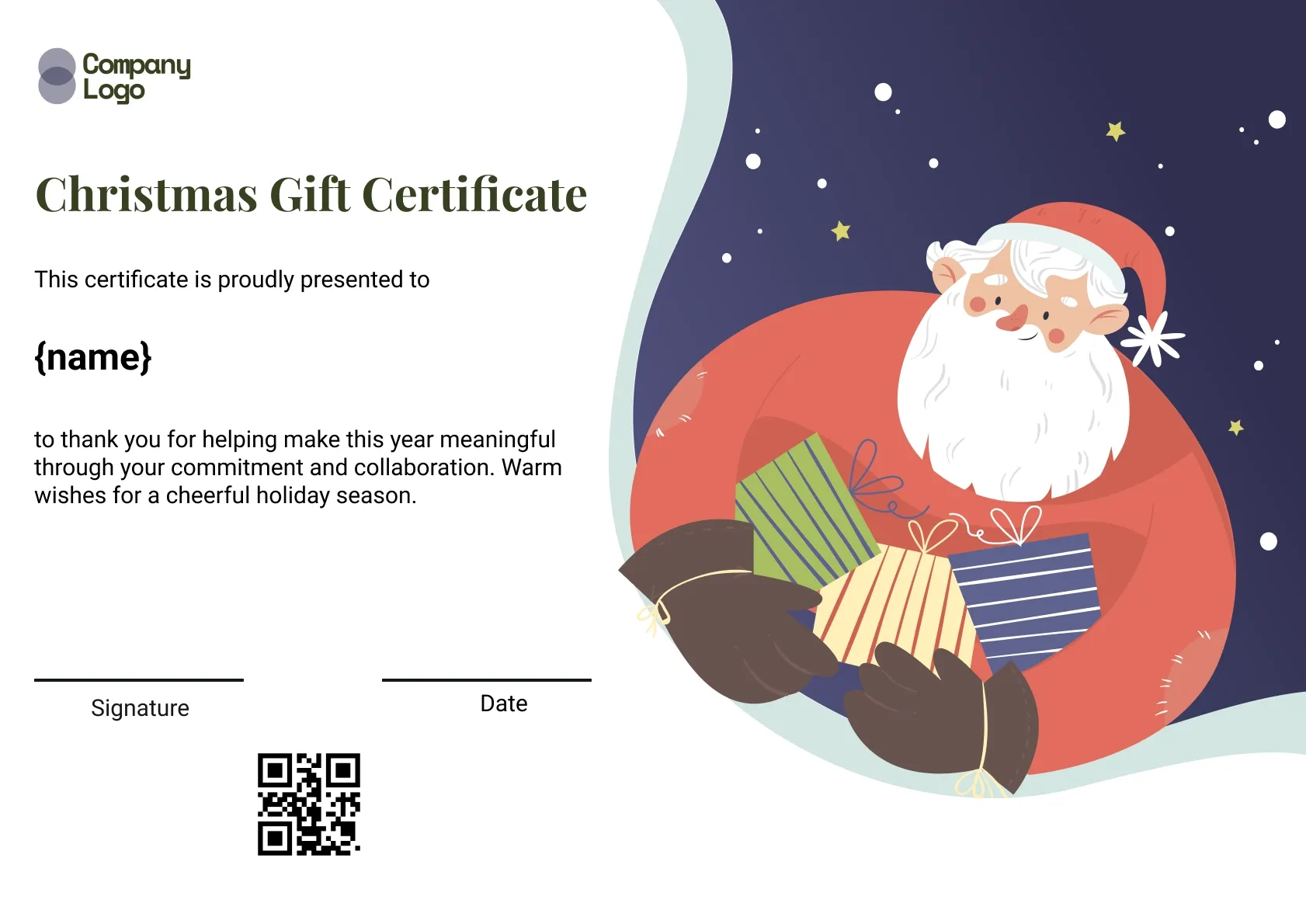 Simple and Illustrated Christmas Certificate