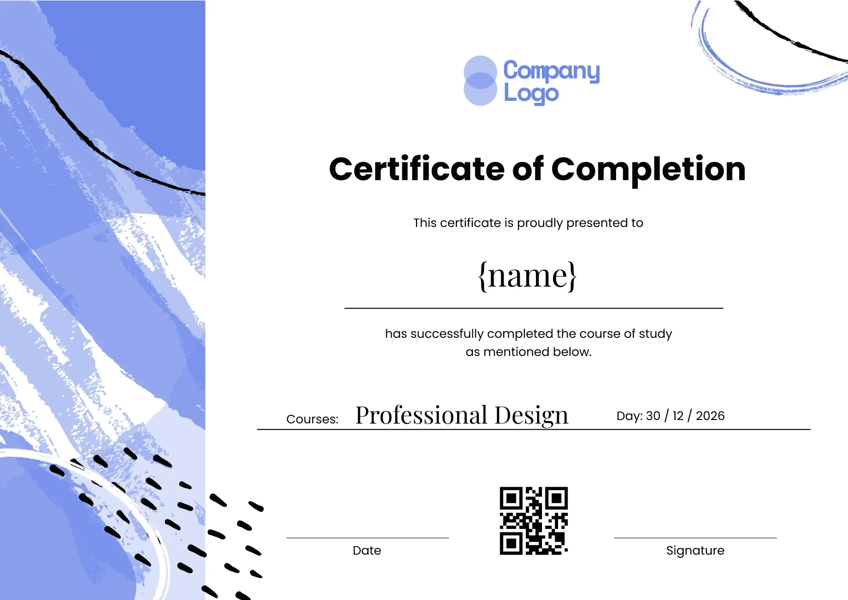 Simple and modest course completion certificate template