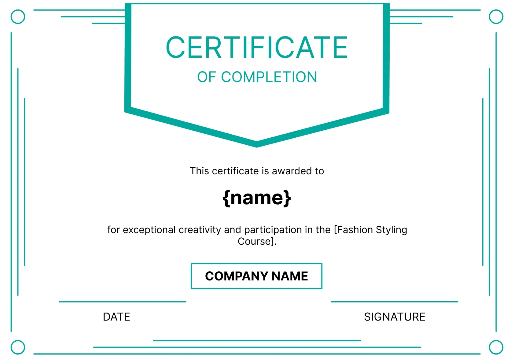 Simple and professional course completion certificate template