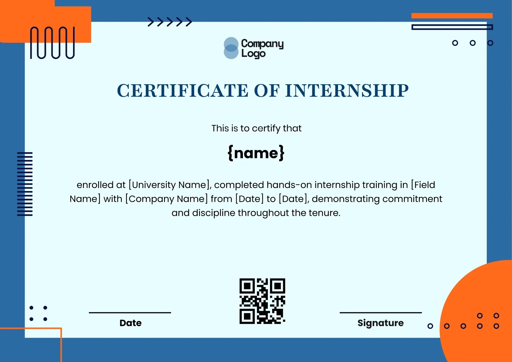 Simple and Professional Internship Certificate Template