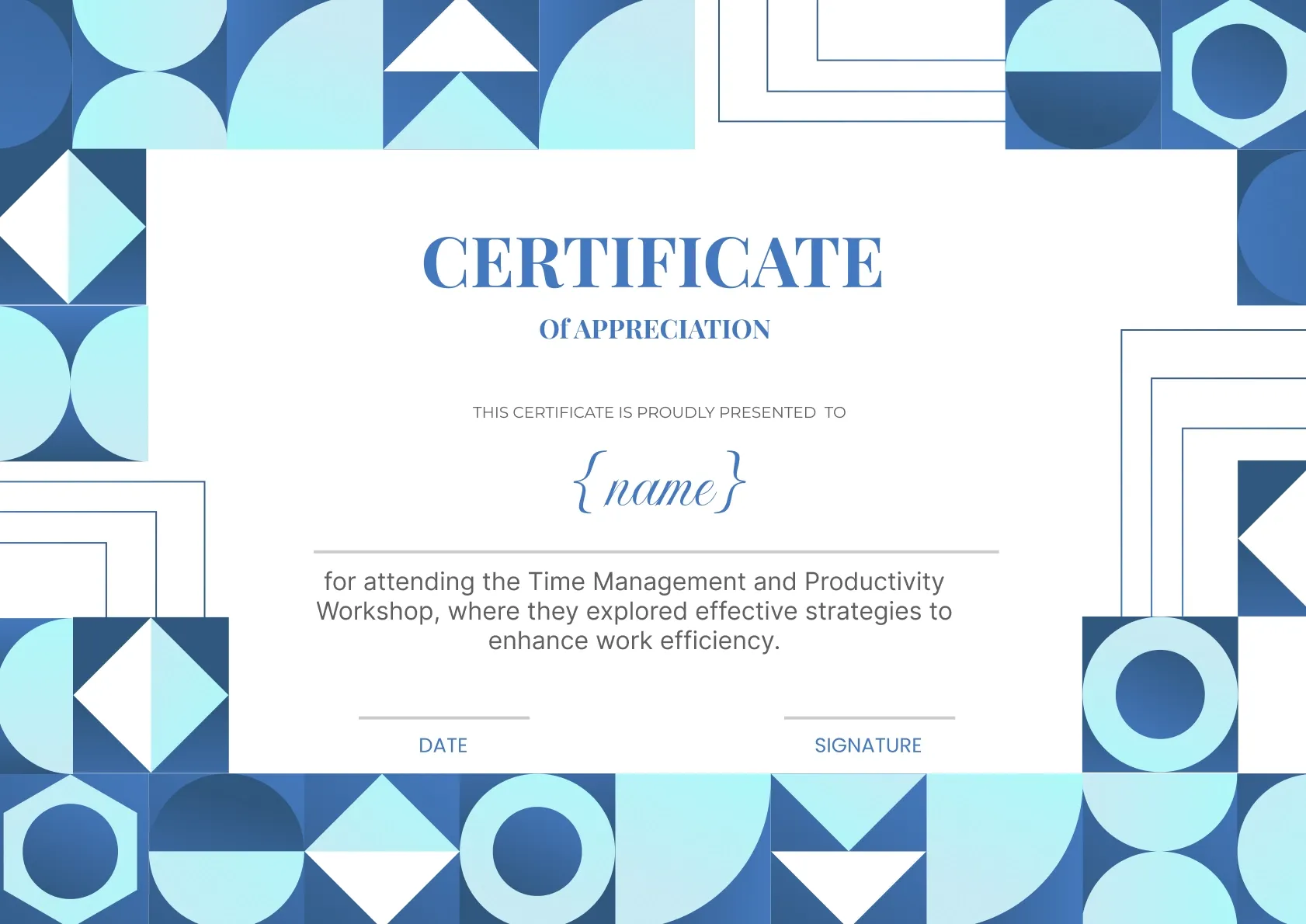 Simple and professional workshop certificate template