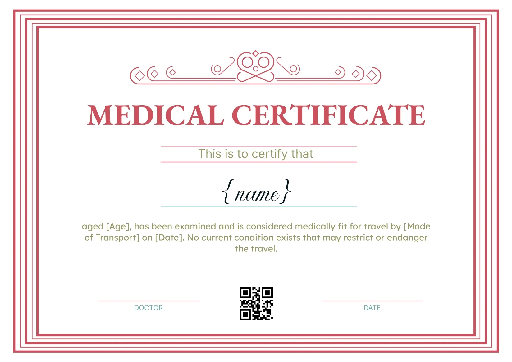 Simple and sleek medical certificate template