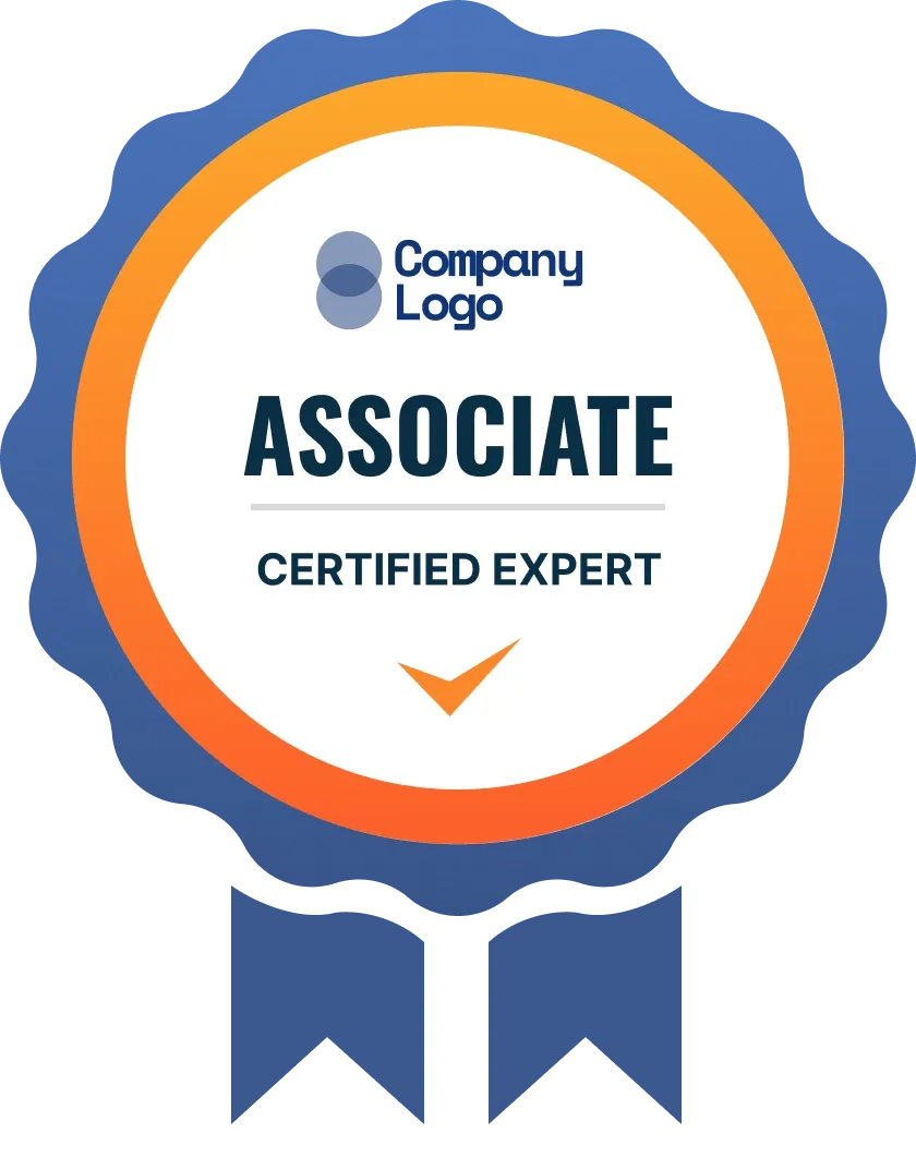 Simple and traditional blue and orange badge template