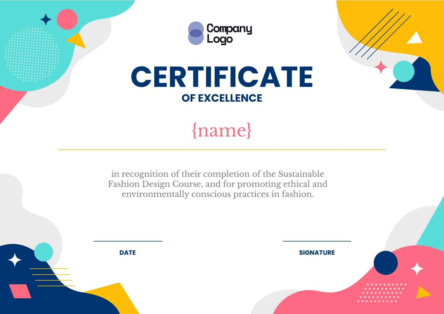 Simple and traditional fashion course completion certificate template