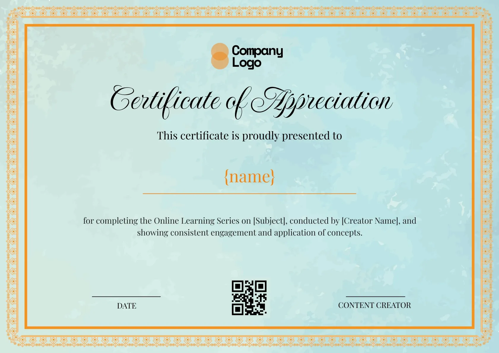 Simple and vivid certificate of appreciation template