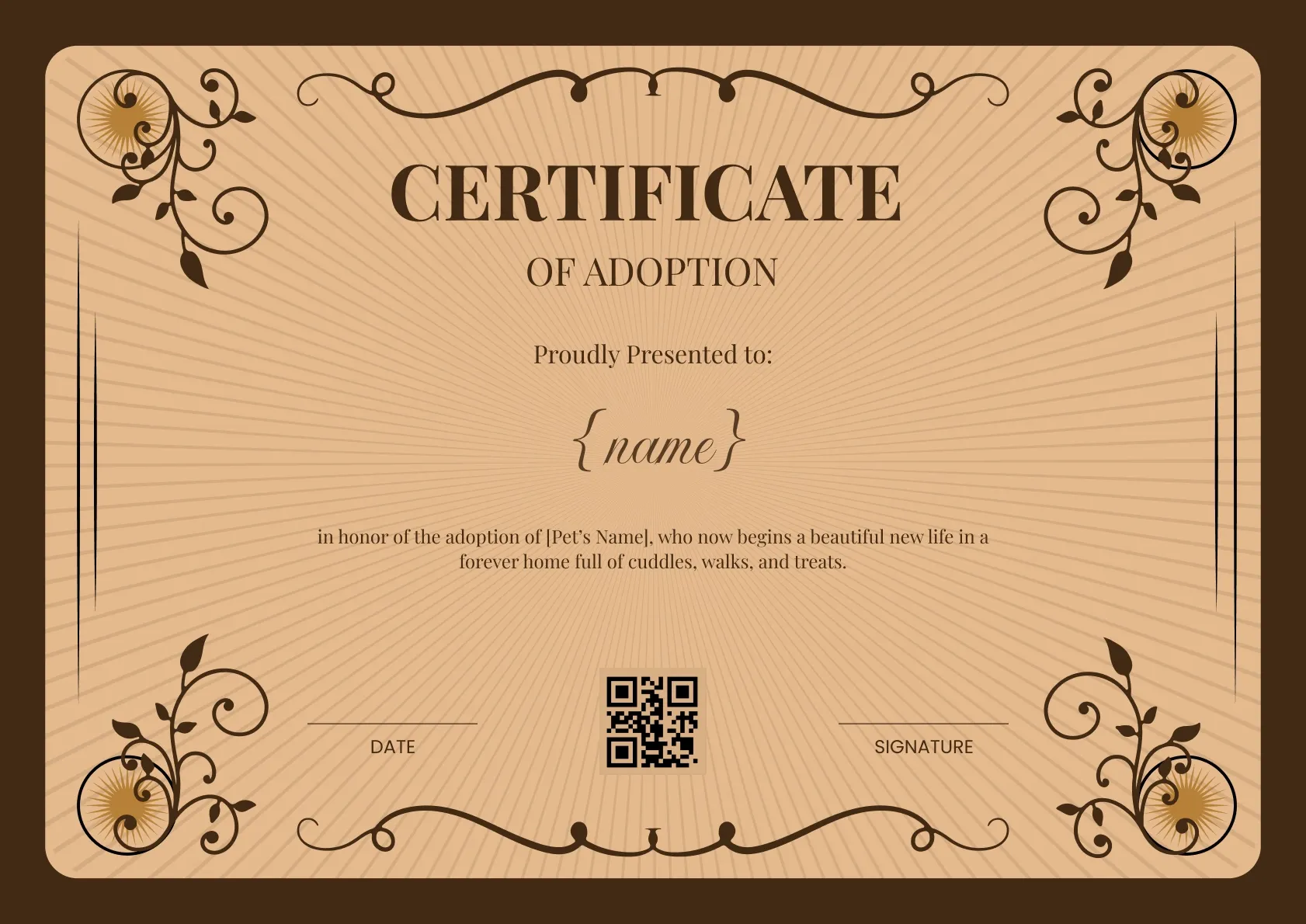 Sleek and sophisticated certificate of adoption certificate template