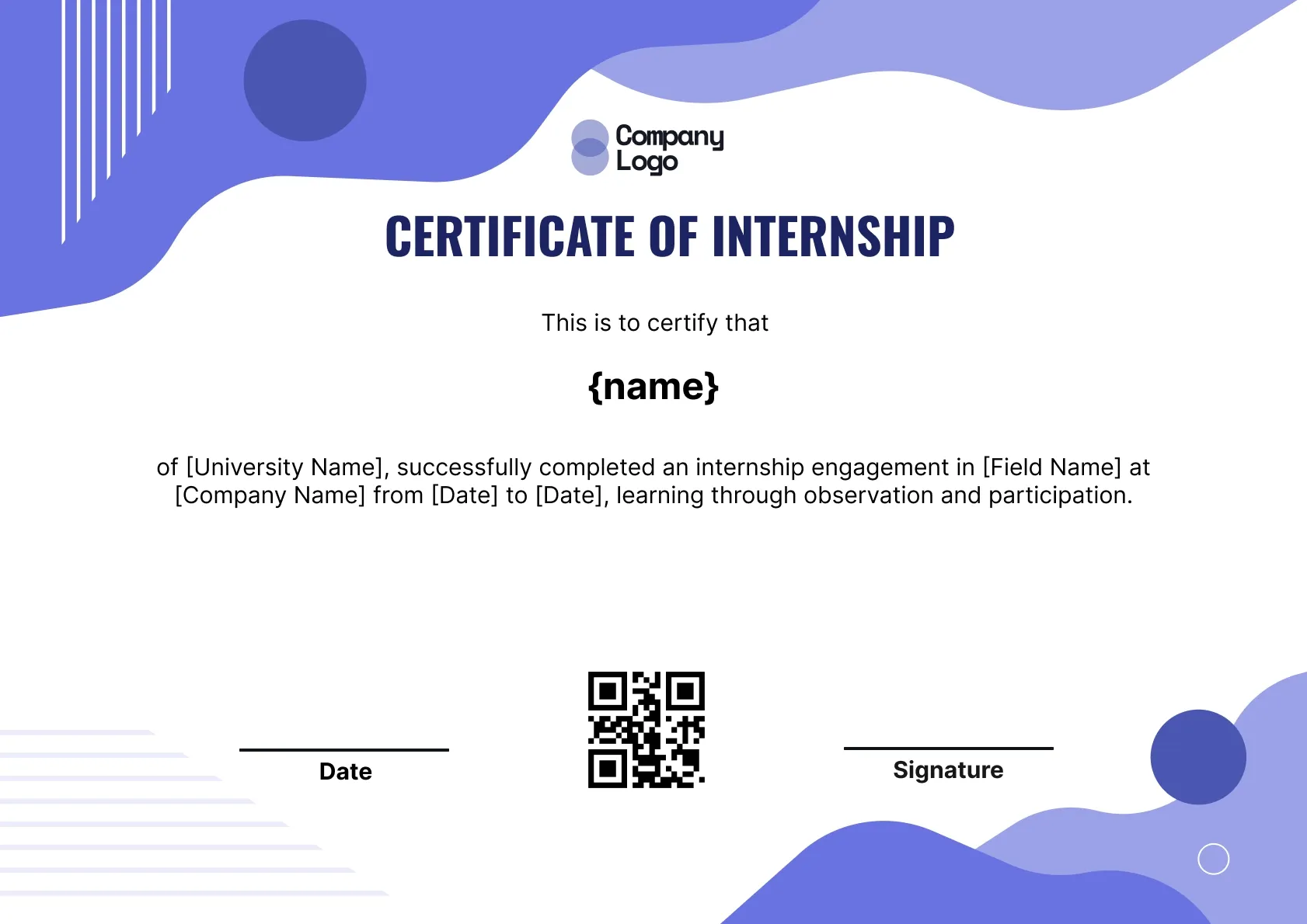 Soft-Tone Internship Certificate Template
