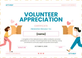 Sophisticated and animated certificate for volunteer appreciation
