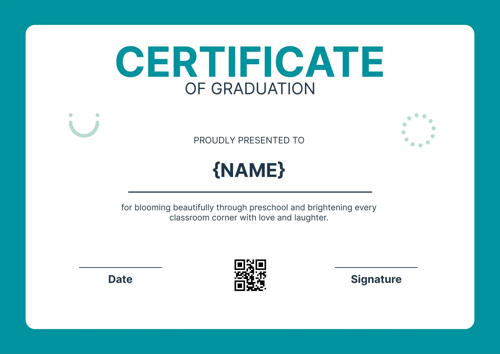 Sophisticated and minimalistic pre-school graduation certificate template