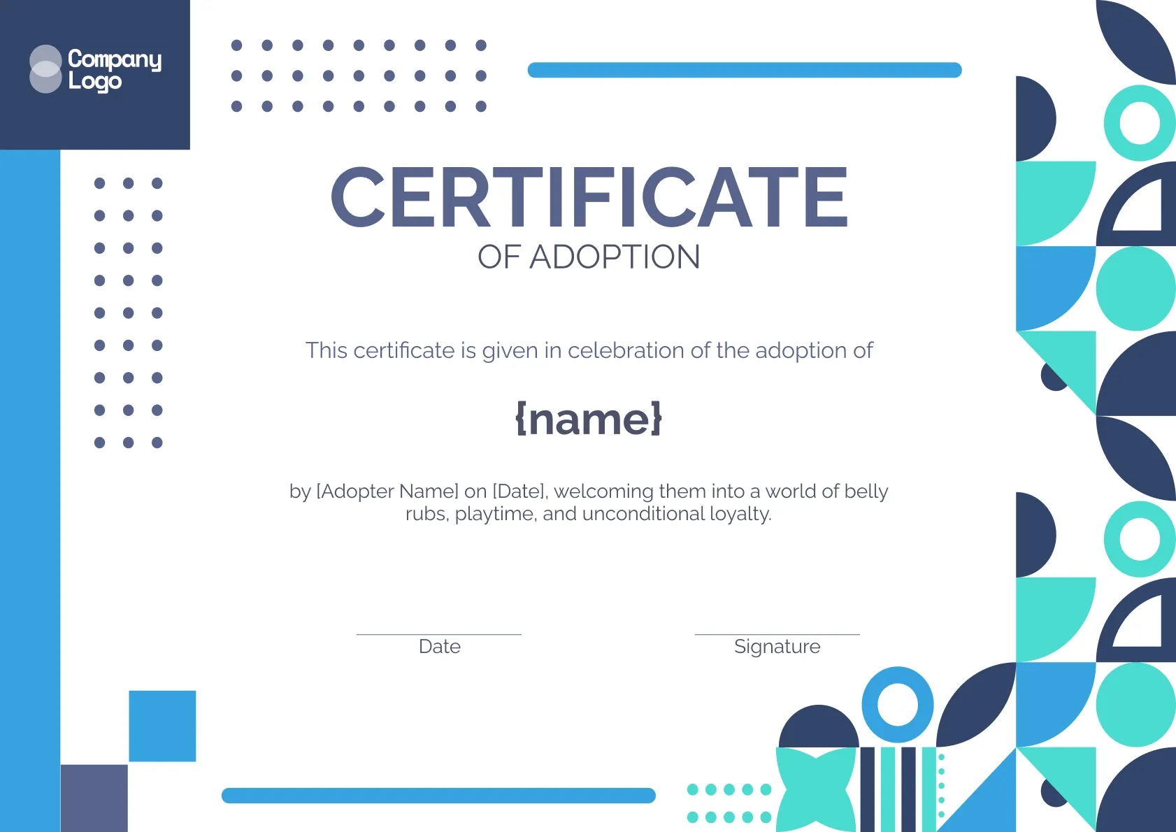 Sophisticated and Professional Certificate of Adoption Template