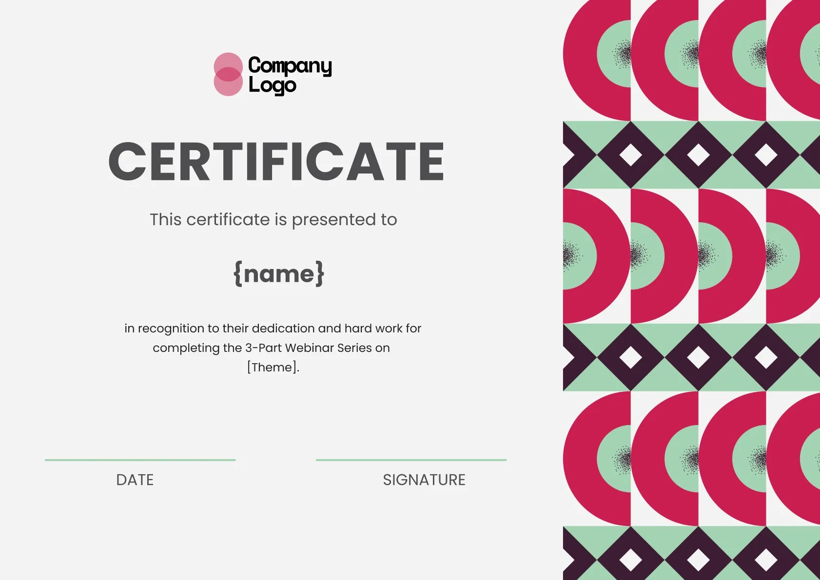Sophisticated and professional certificate of webinar completion template