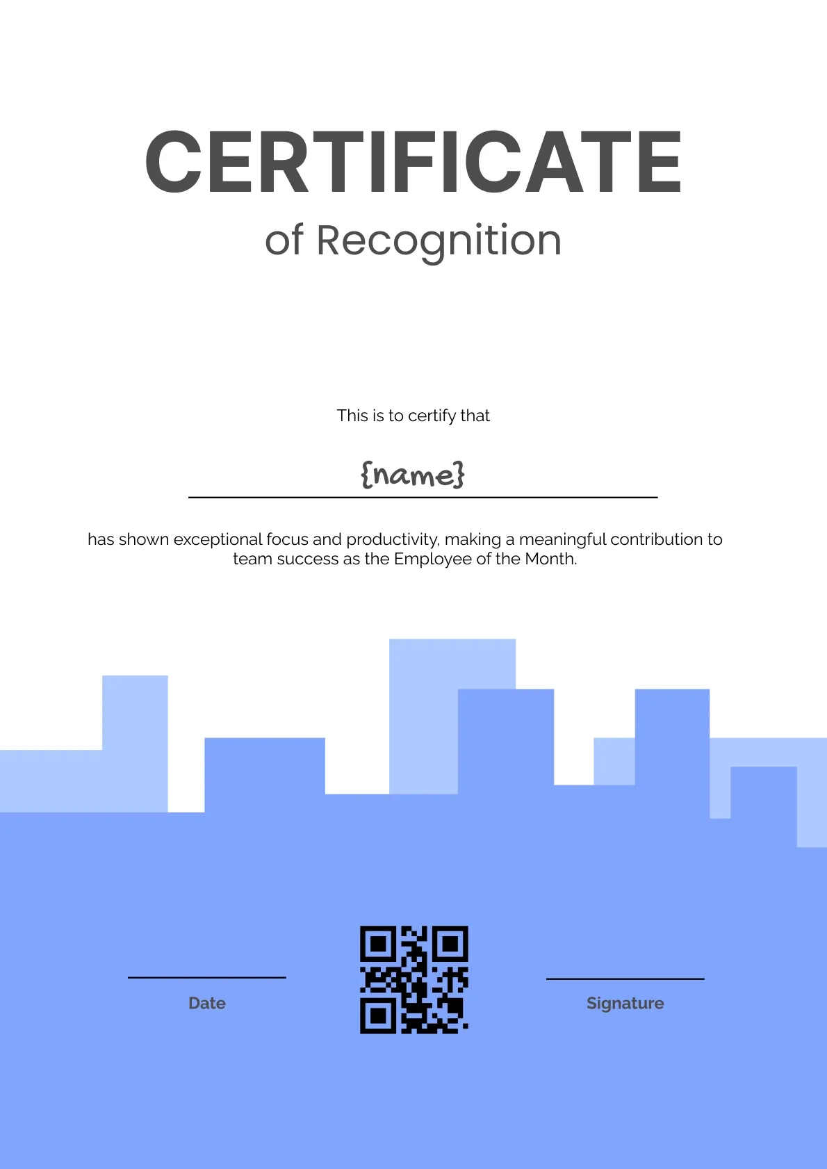Sophisticated and professional employee recognition certificate