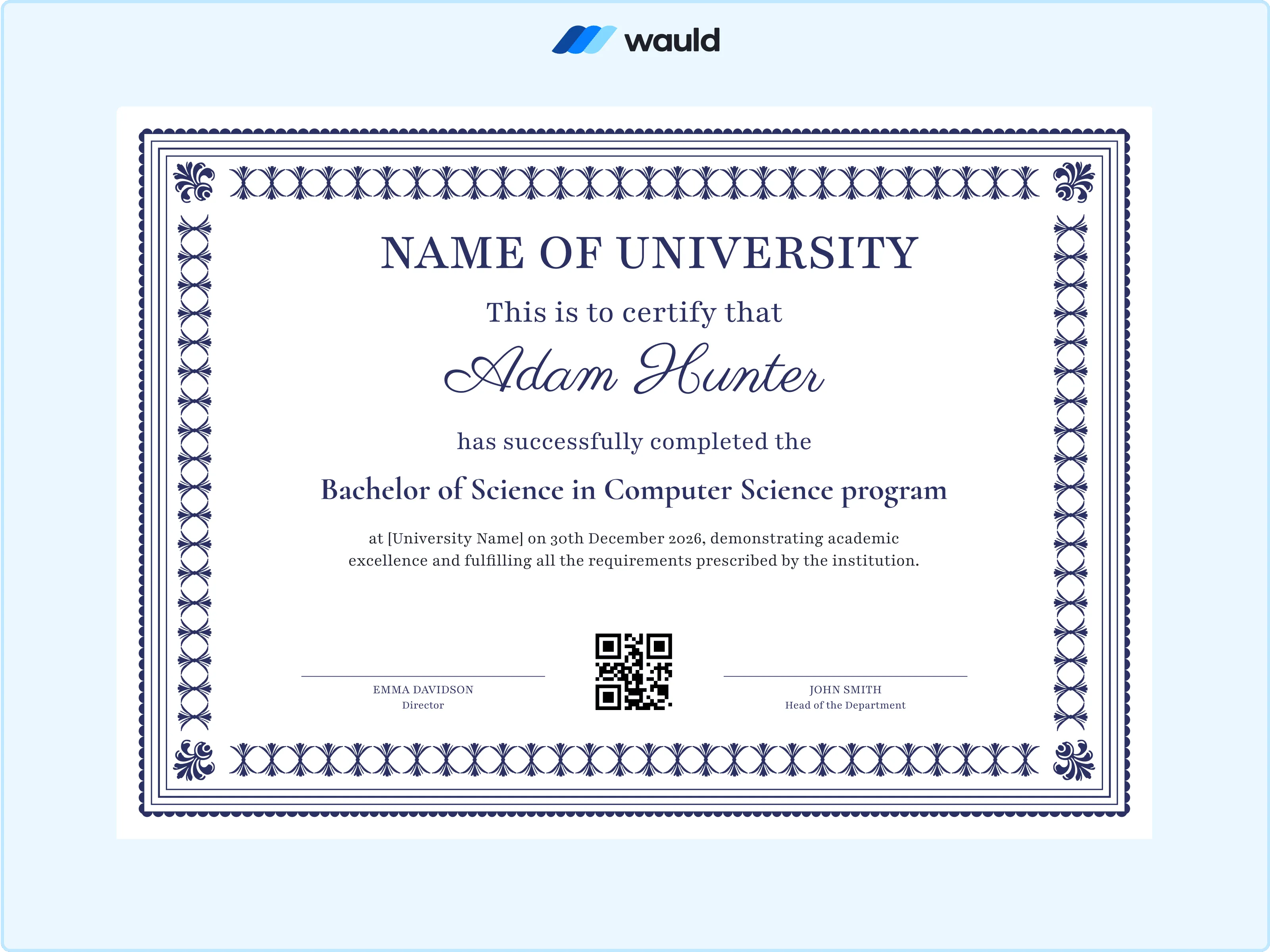 Wauld - Sophisticated and neat graduation certificate template