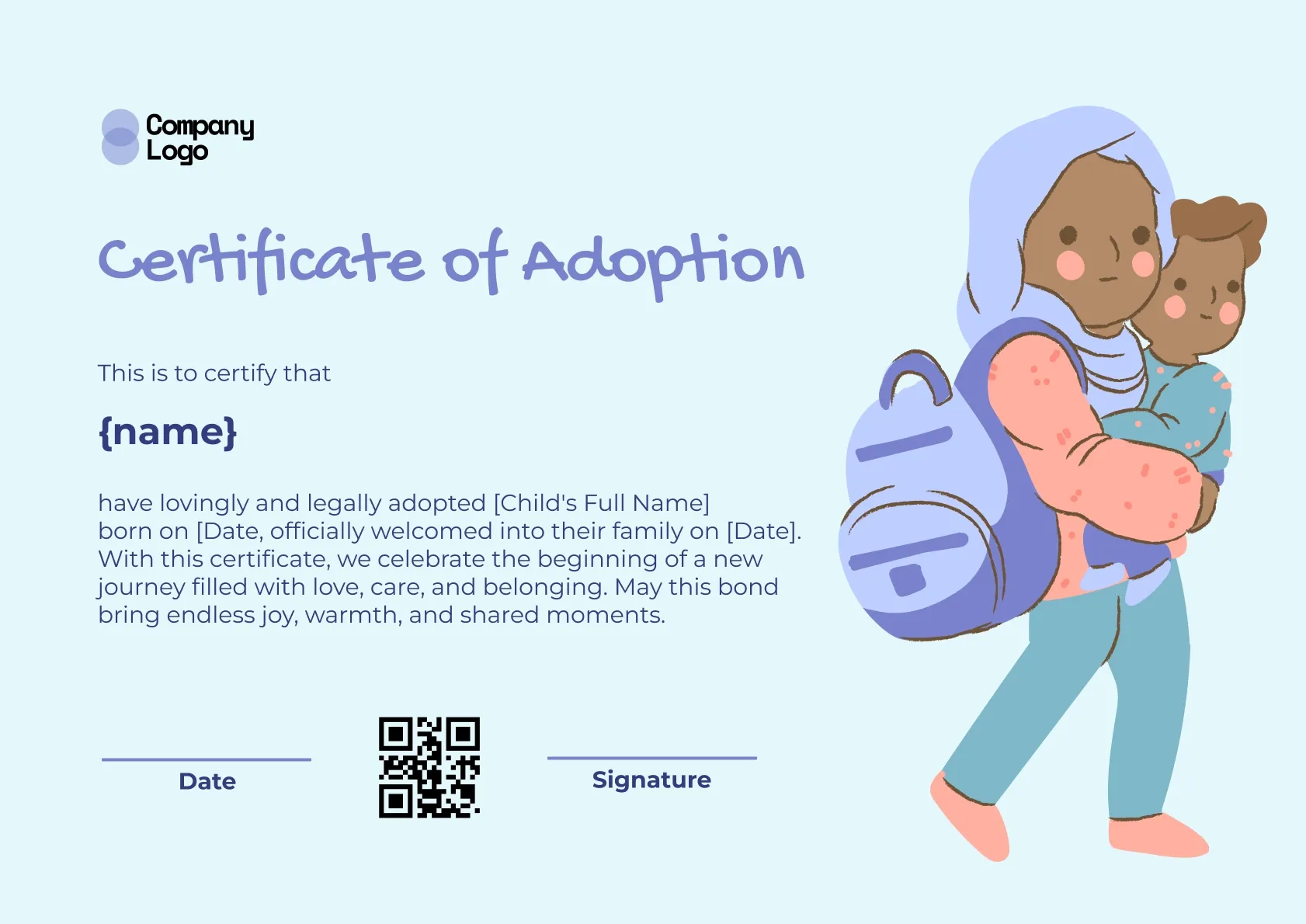Special Adoption Moment Certificate Template
