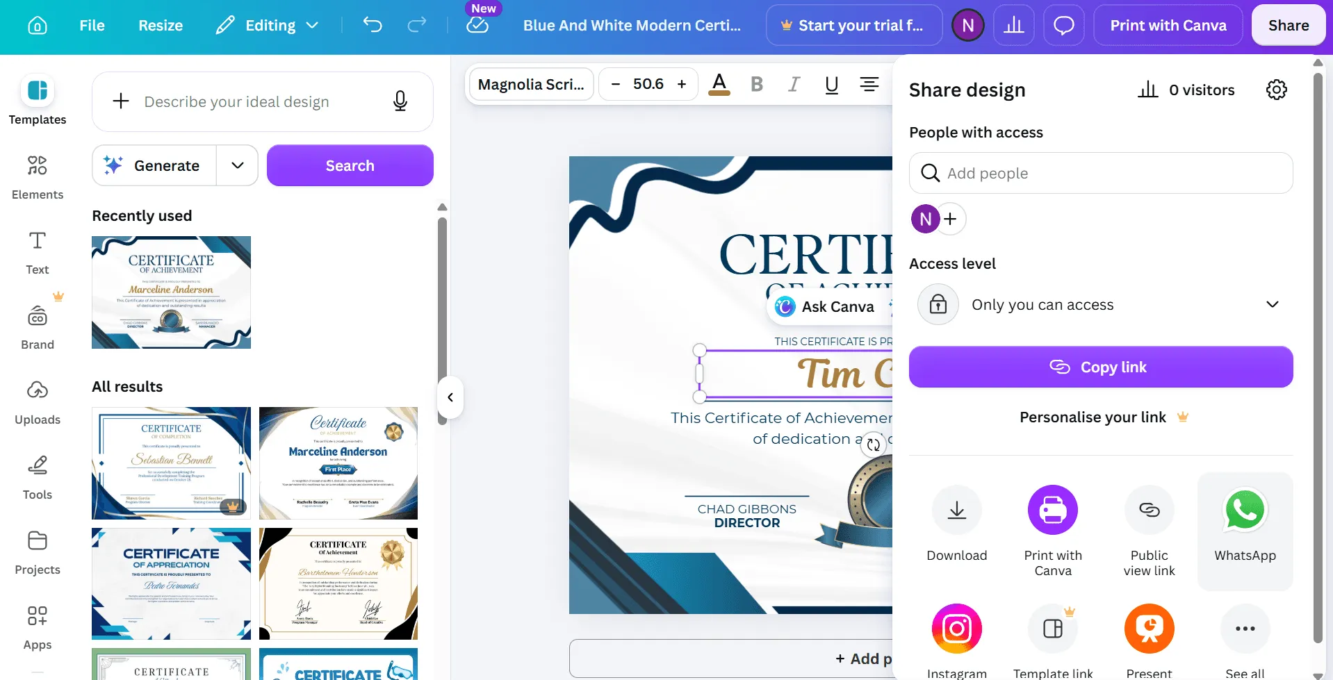 canva editor page