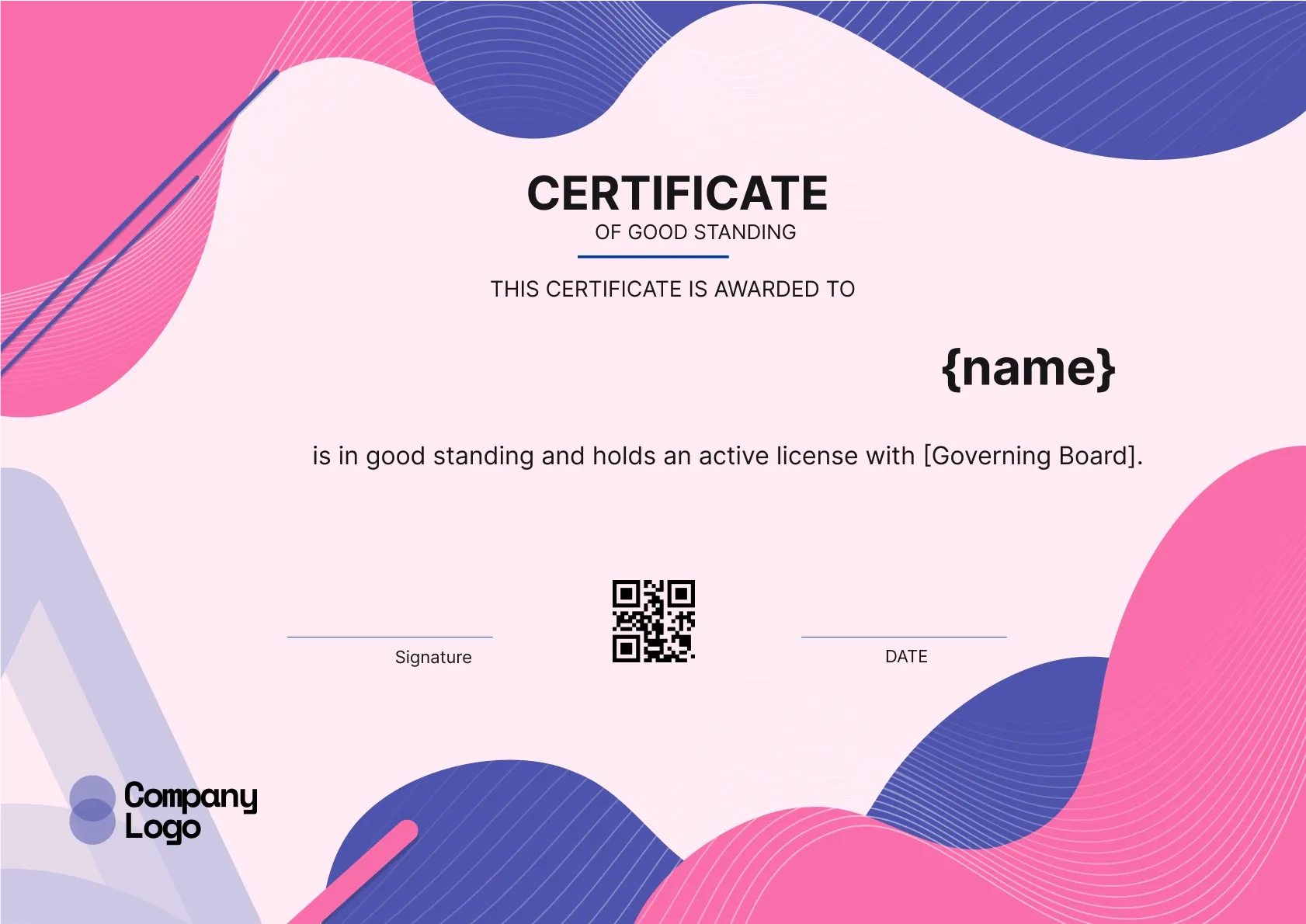 Stylish and Simple Good Standing Certificate Template