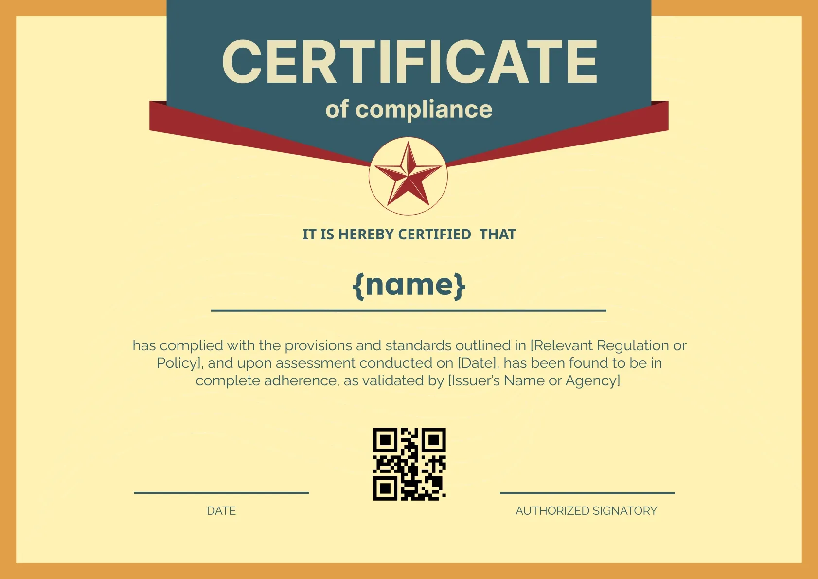 Stylish and sleek compliance certificate template