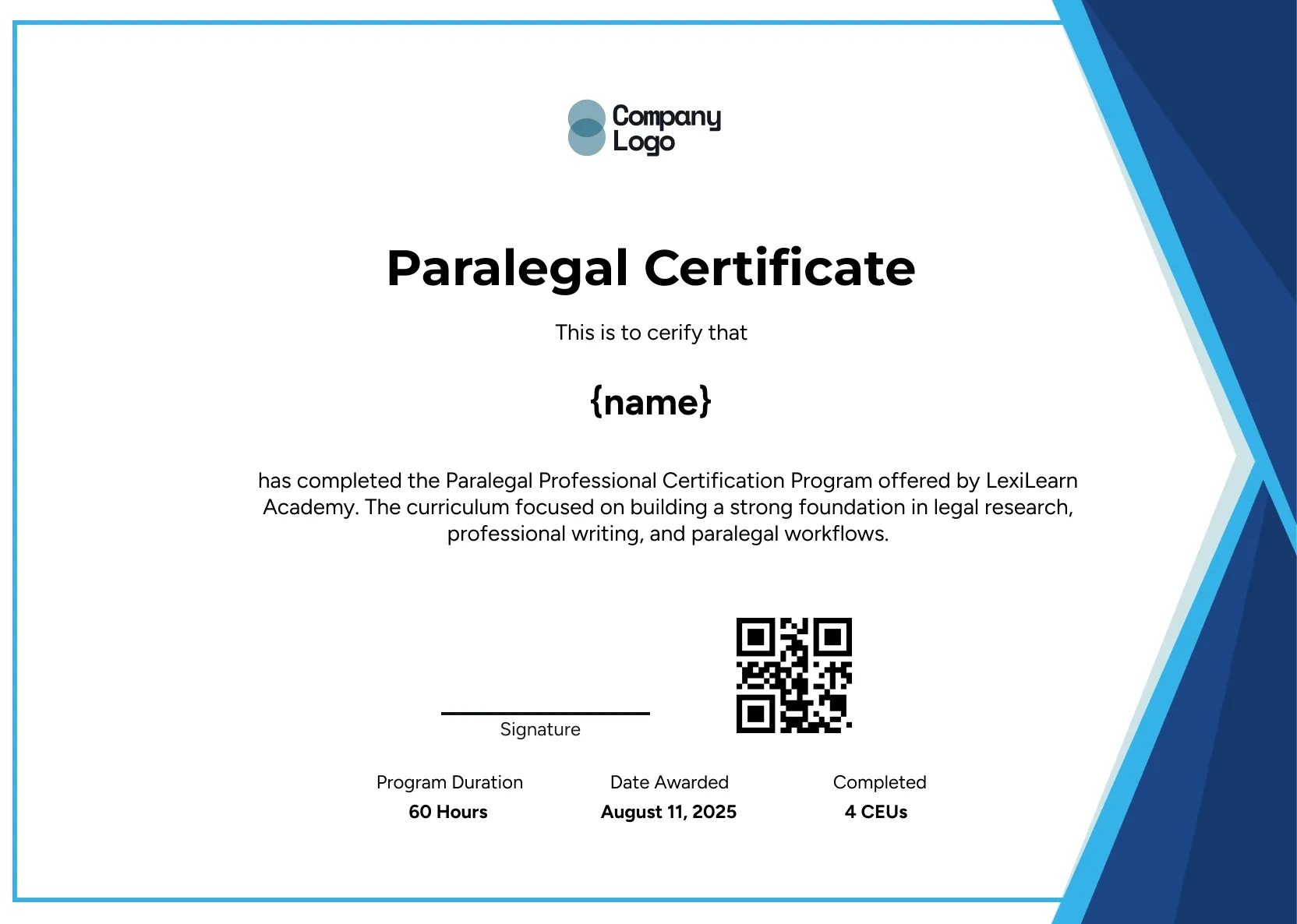 Stylish Legal Services Certificate Template