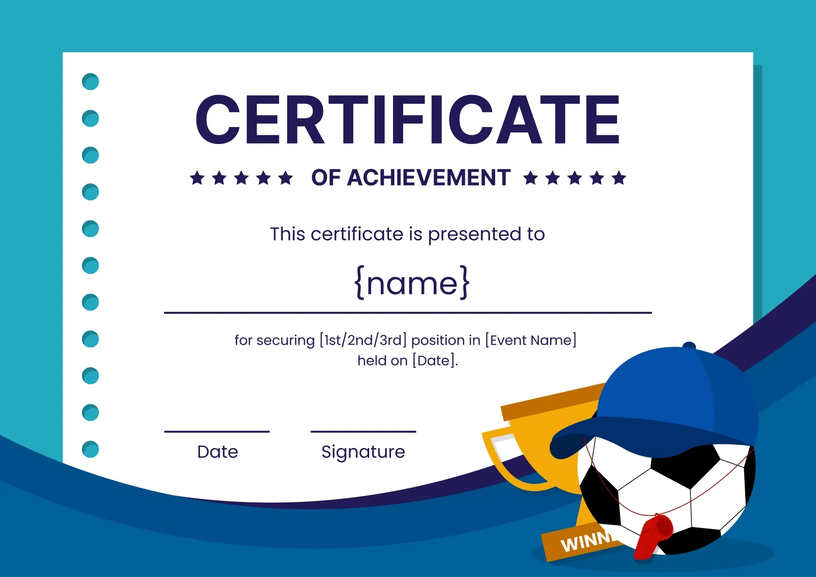 Subtle and formal sports achievement certificate template