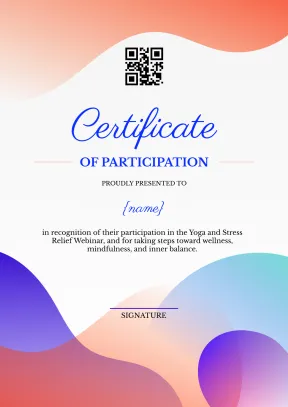 Subtle and formal webinar participation certificate template
