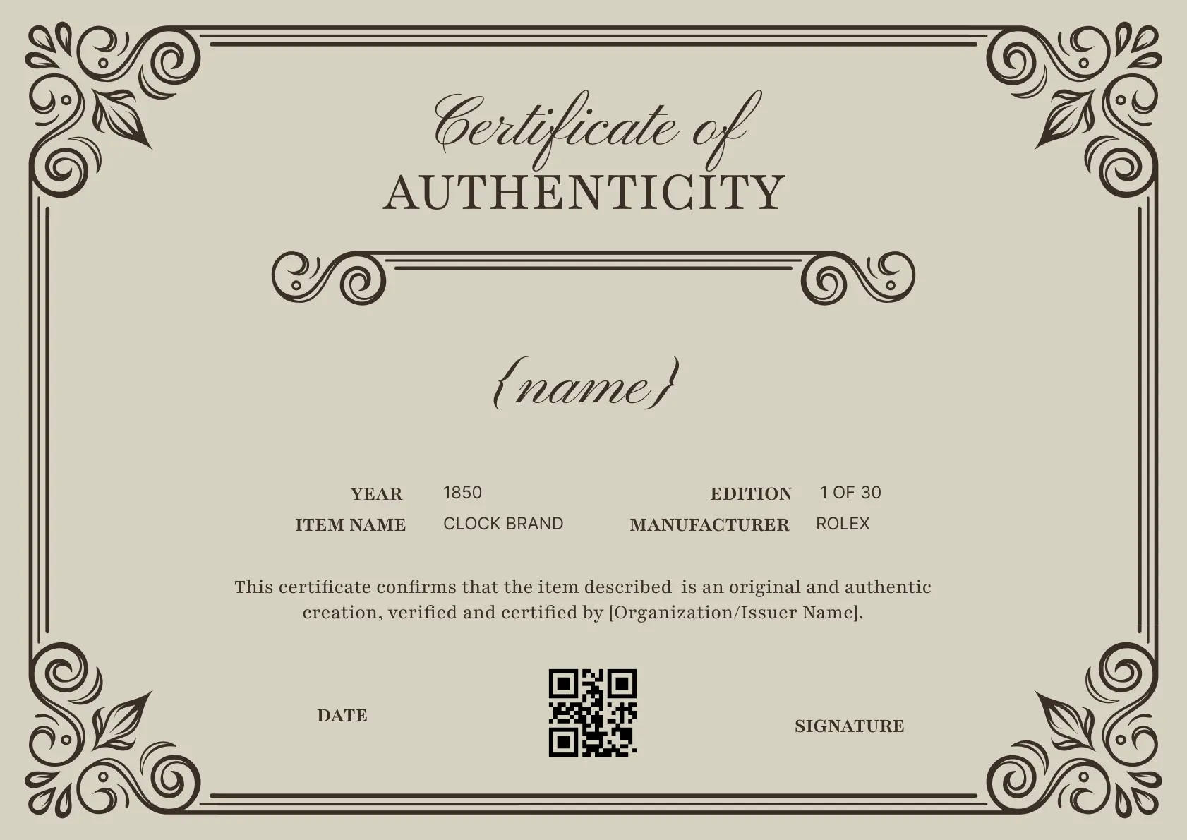 Subtle Professional Compliance Certificate Template