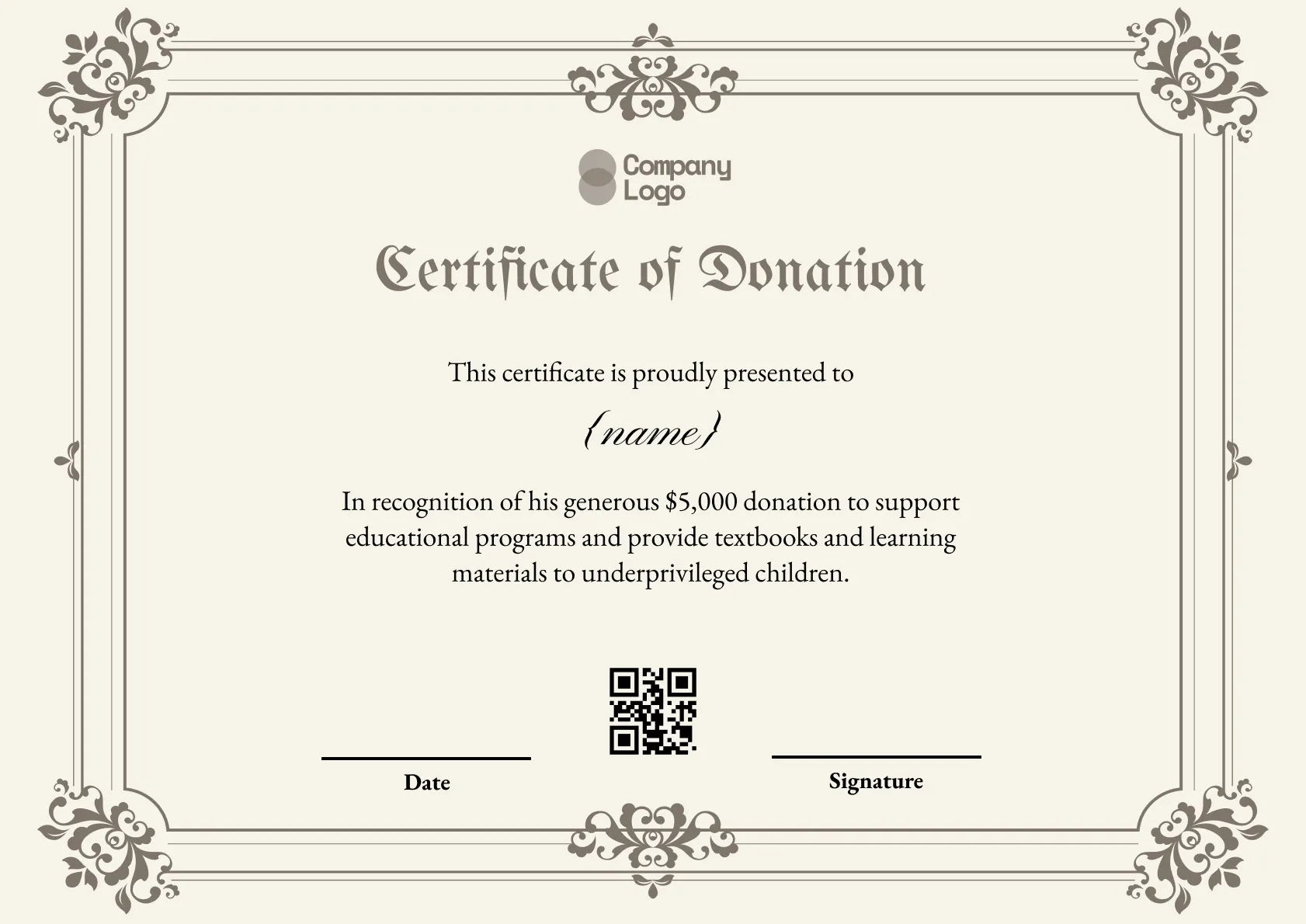 Supportive Contribution Certificate Template