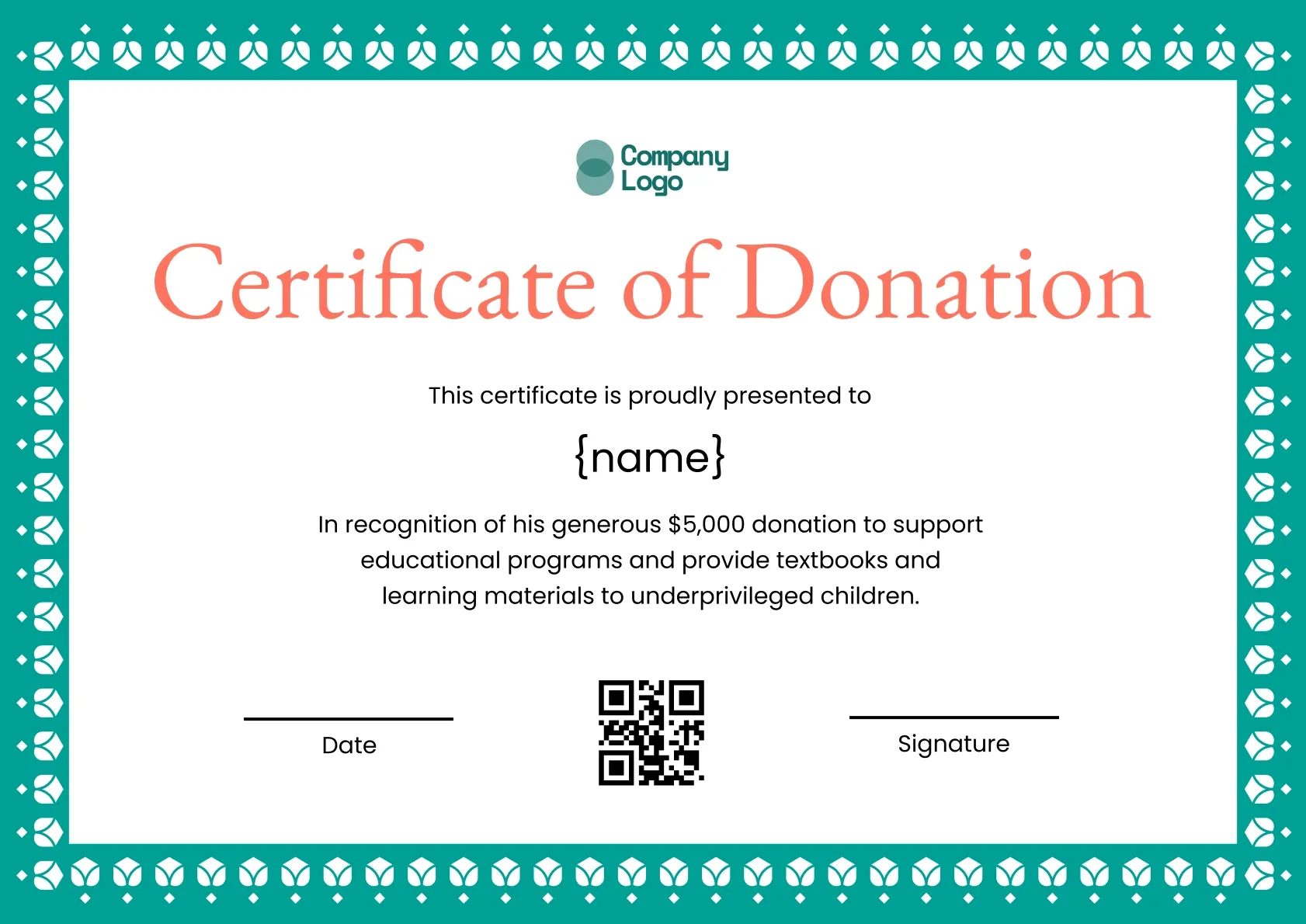 Thoughtful Donation Certificate Template