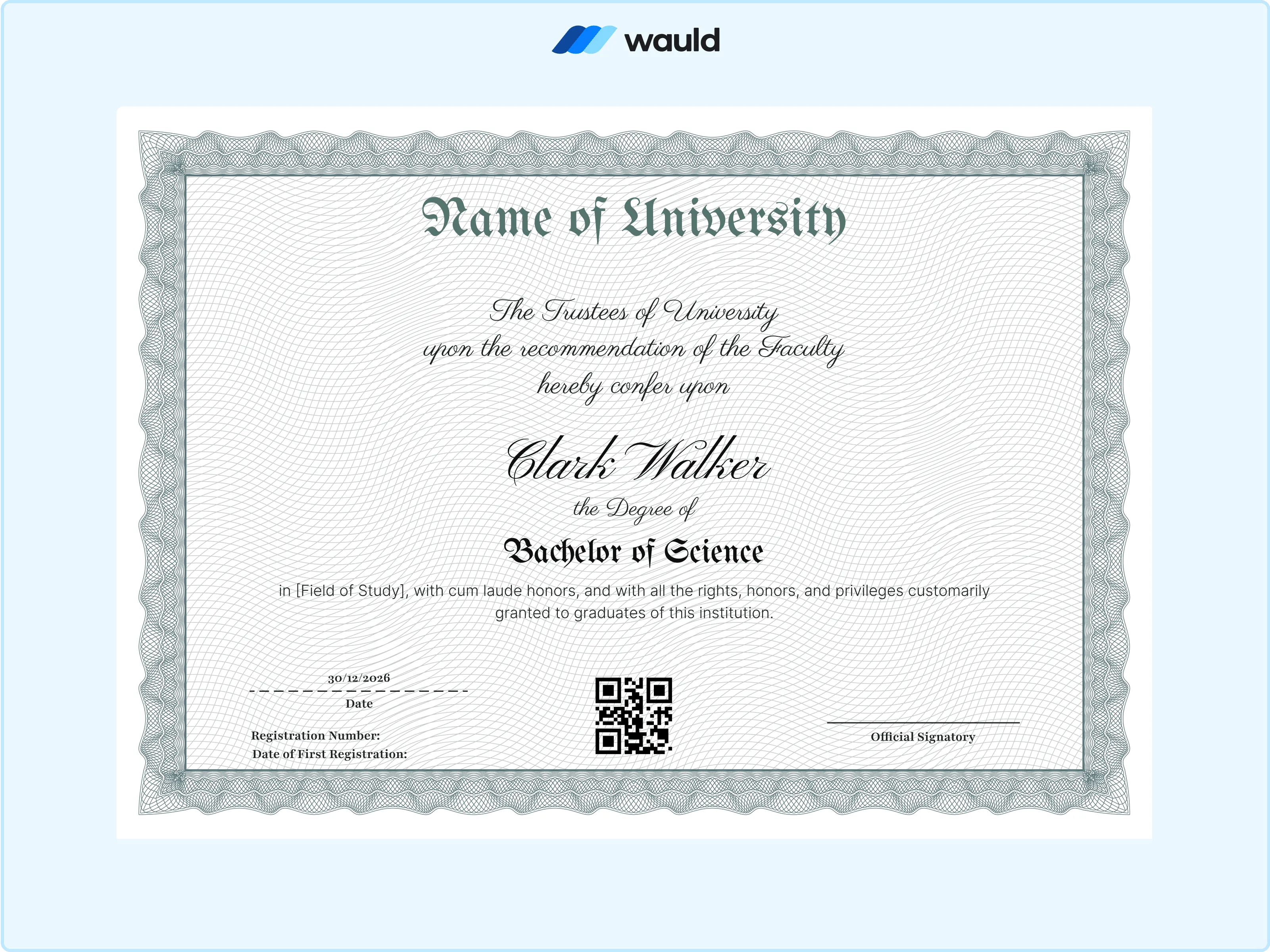 Wauld - Timeless certificate of graduation template
