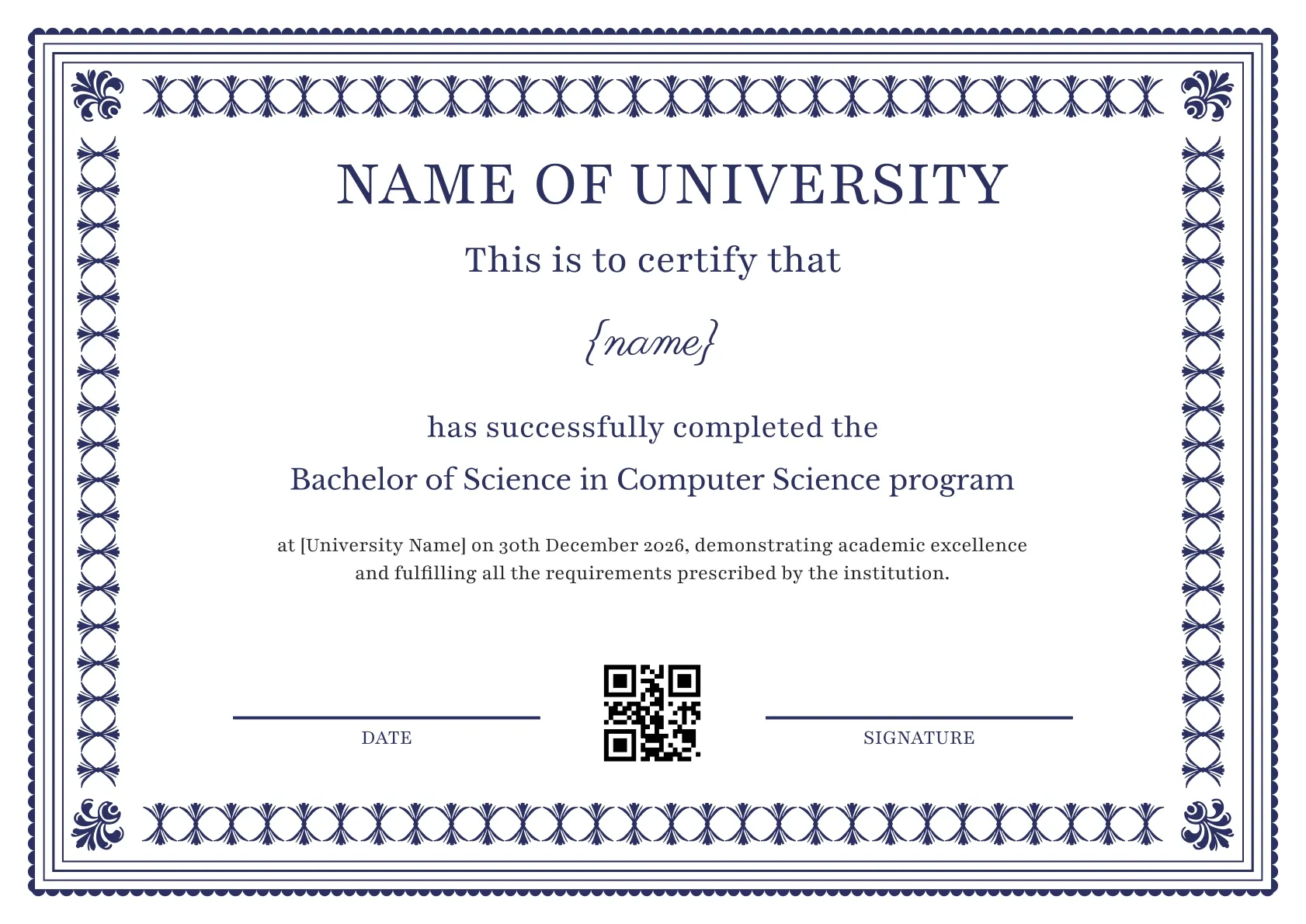 Traditional and Professional Graduation Certificate Template