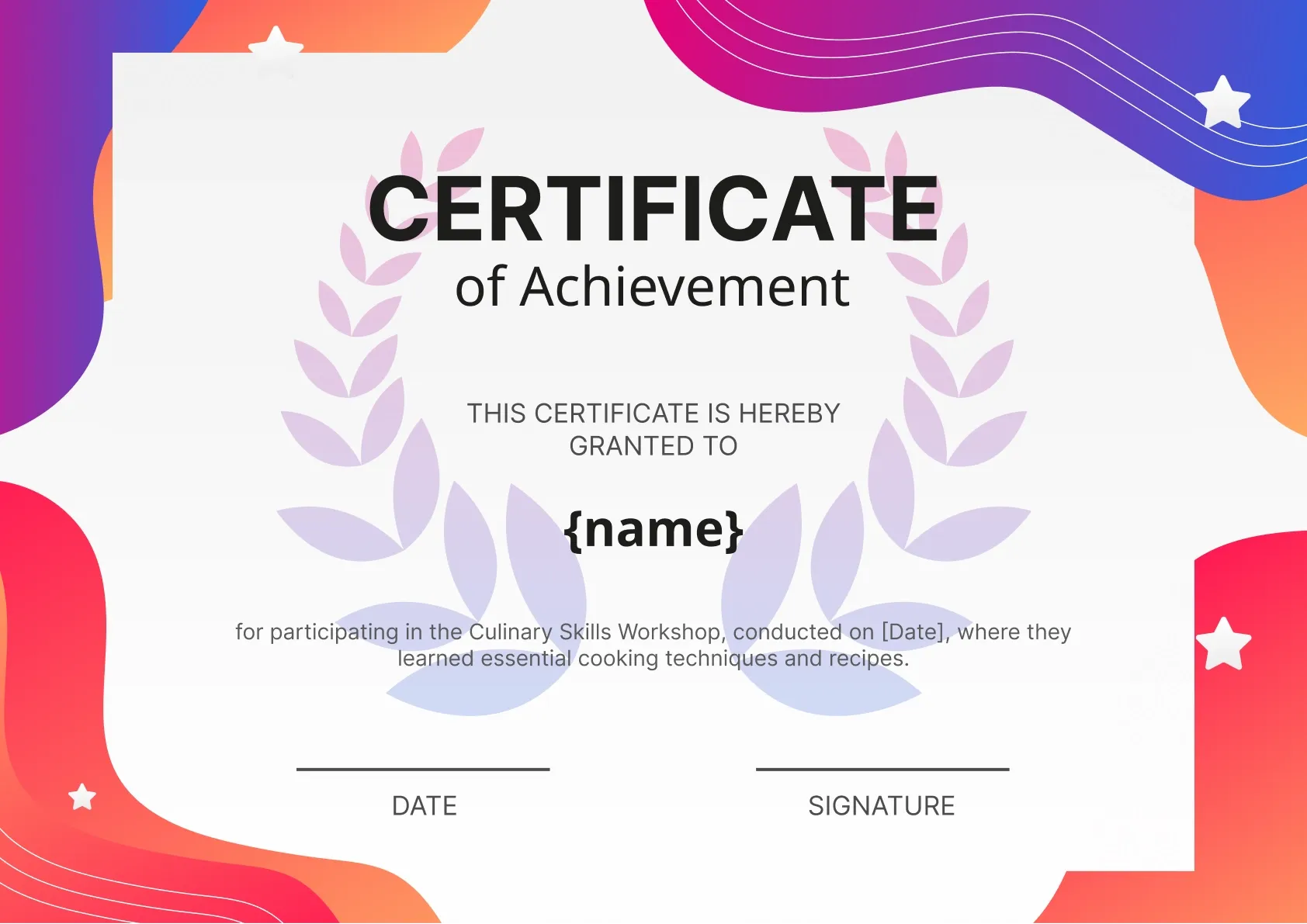 Traditional and professional workshop certificate template
