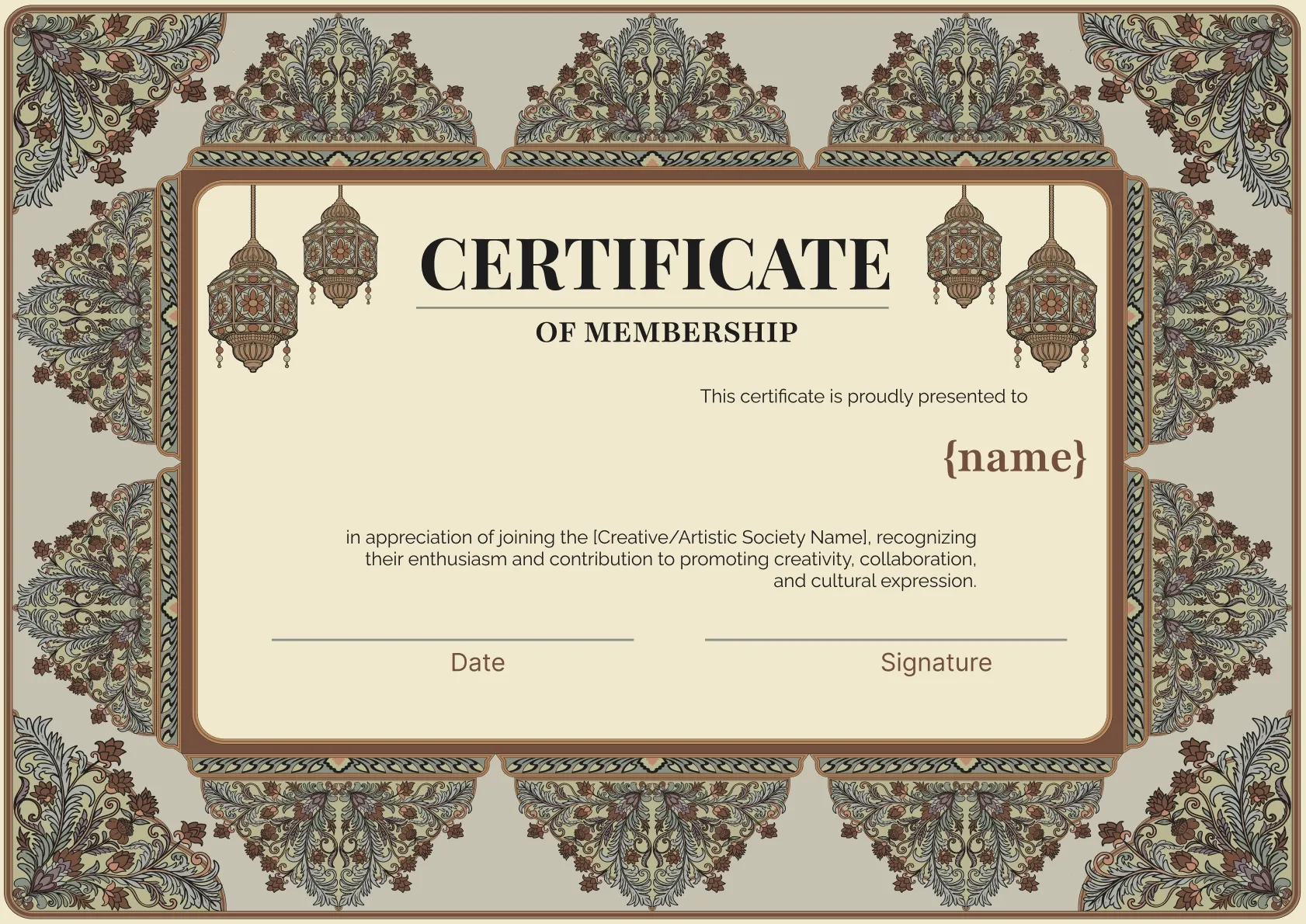Traditional and Sleek Certificate of Membership Template
