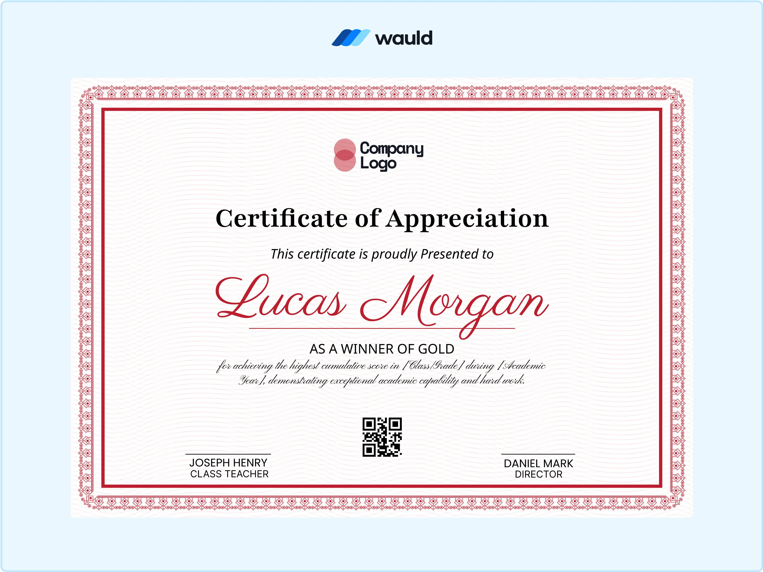 Wauld - Traditional certificate of appreciation template