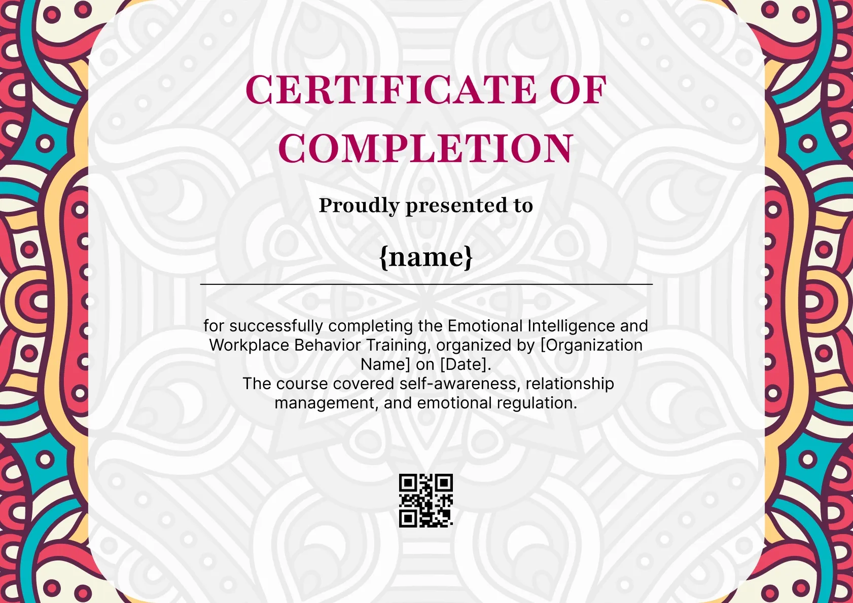 Traditional Certificate of Completion with a Cultural Flair