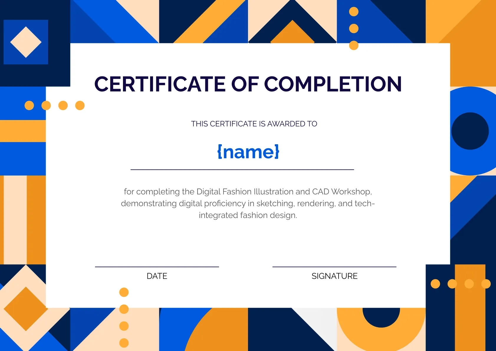 Transparent and professional certificate of completion template